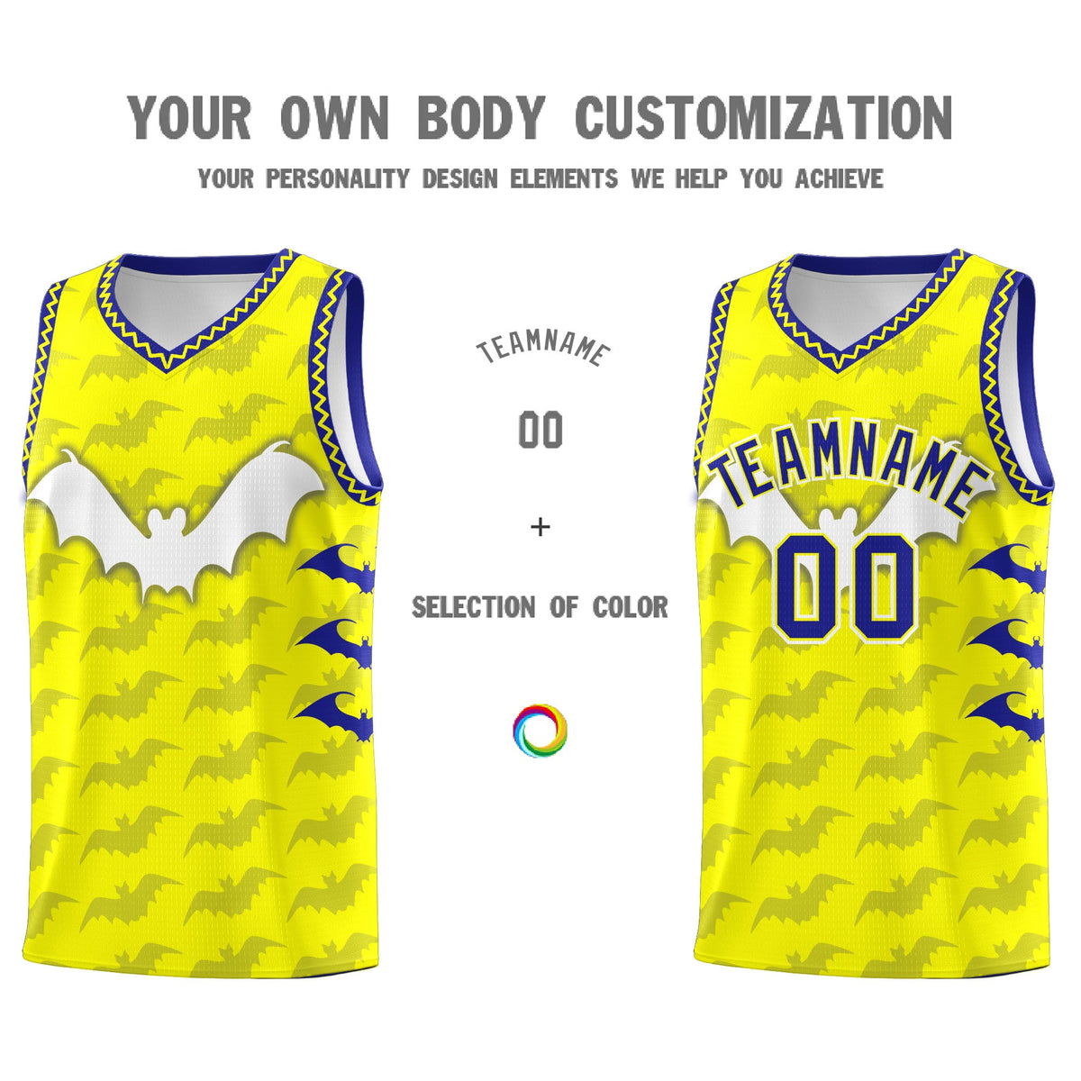 Custom Fluorescent Yellow Bat Pattern Halloween Basketball Jersey | For Men,For Kid,For Youth,Sublimation Printed,Perfect for Training,Perfect for Parties,Add Name and Numbern | KXKSHOP