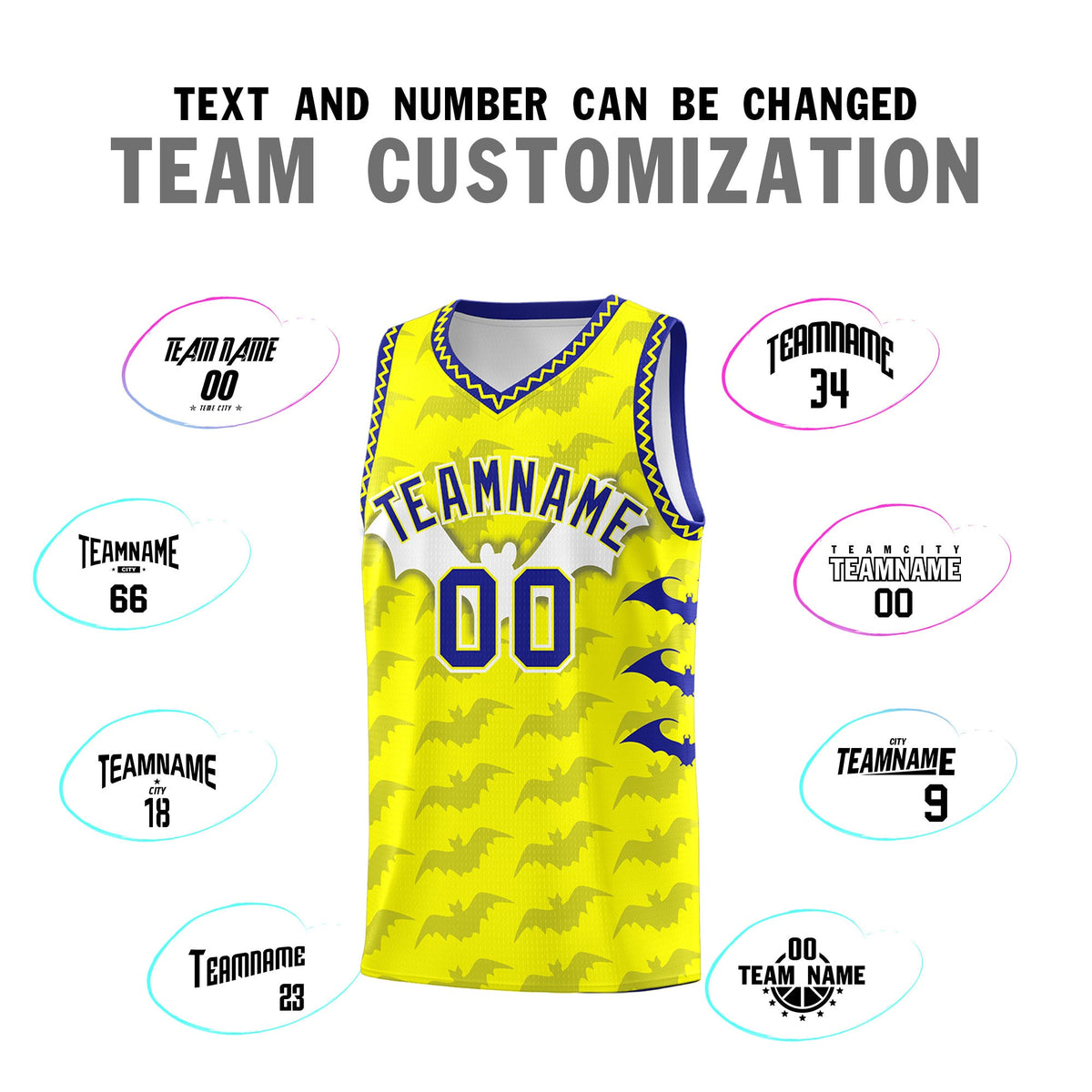 Custom Fluorescent Yellow Bat Pattern Halloween Basketball Jersey | For Men,For Kid,For Youth,Sublimation Printed,Perfect for Training,Perfect for Parties,Add Name and Numbern | KXKSHOP