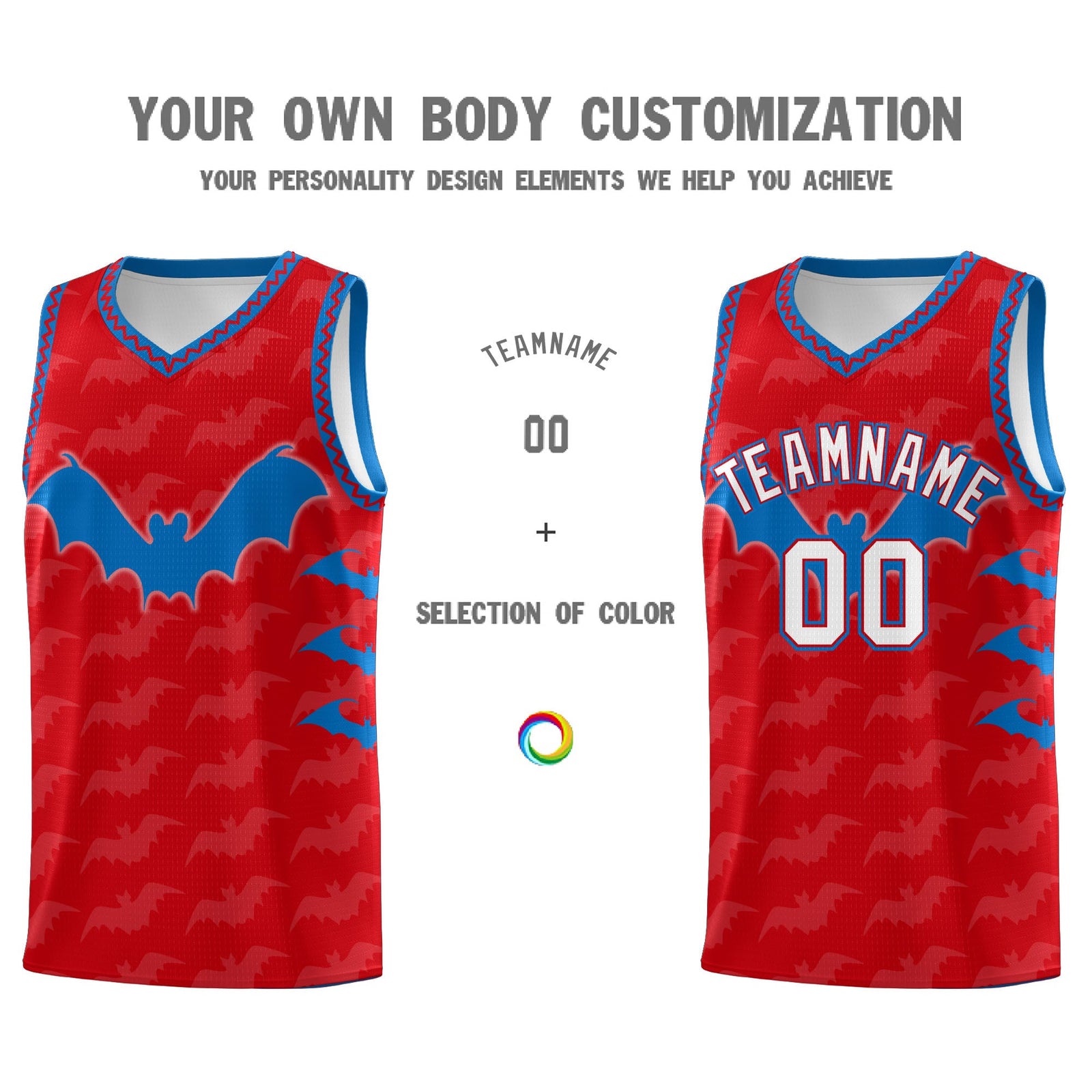 Custom Red Royal White Bat Pattern Halloween Basketball Jersey | For Men,For Kid,For Youth,Sublimation Printed,Perfect for Training,Perfect for Parties,Add Name and Numbern | KXKSHOP