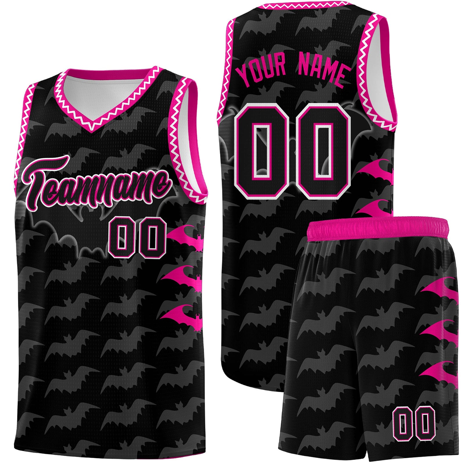 Custom Black White Bat Pattern Halloween Basketball Jersey | For Men,For Kid,For Youth,Sublimation Printed,Perfect for Training,Perfect for Parties,Add Name and Numbern | KXKSHOP