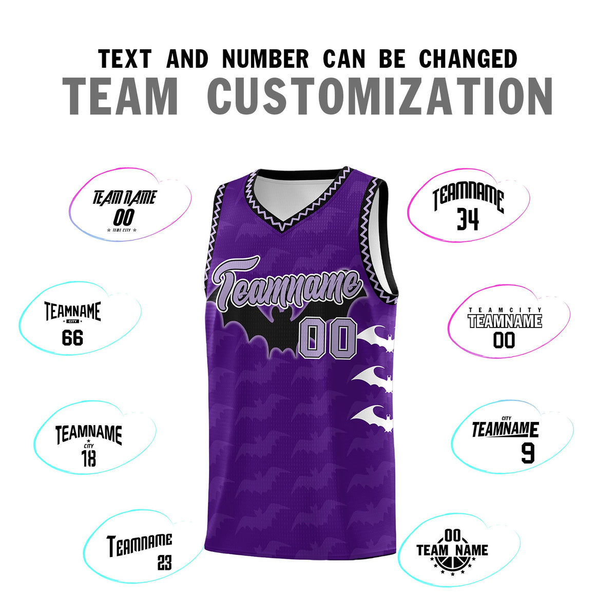 Custom Purple Light Purple Bat Pattern Halloween Basketball Jersey | For Men,For Kid,For Youth,Sublimation Printed,Perfect for Training,Perfect for Parties,Add Name and Numbern | KXKSHOP