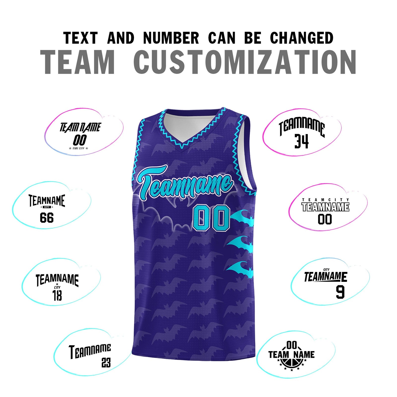 Custom Royal Sky Blue Bat Pattern Halloween Basketball Jersey | For Men,For Kid,For Youth,Sublimation Printed,Perfect for Training,Perfect for Parties,Add Name and Numbern | KXKSHOP