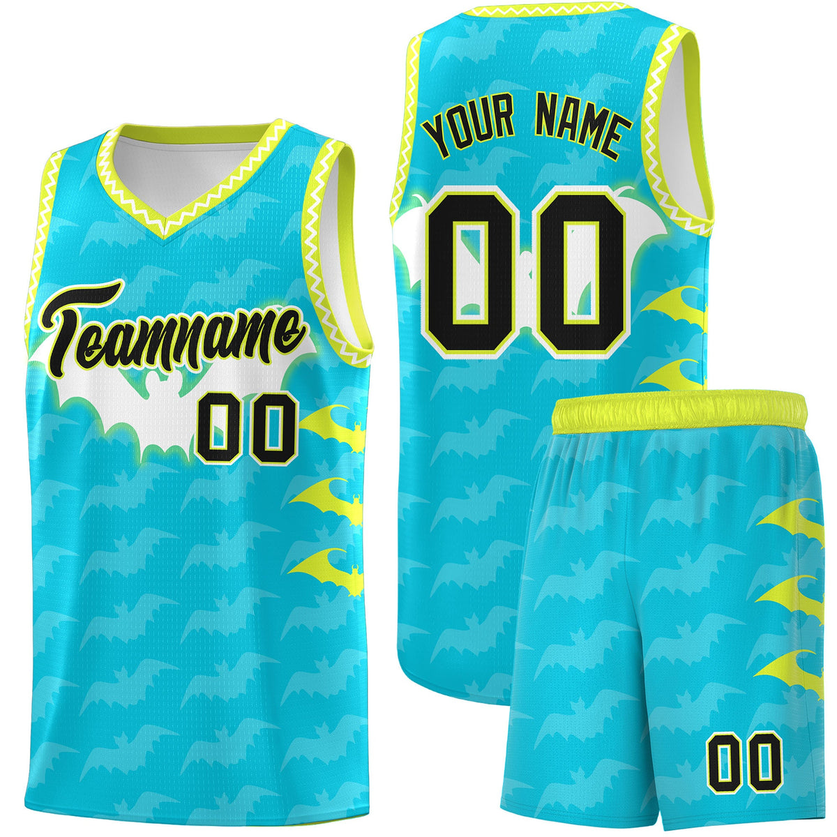 Custom Sky Blue White Bat Pattern Halloween Basketball Jersey | For Men,For Kid,For Youth,Sublimation Printed,Perfect for Training,Perfect for Parties,Add Name and Numbern | KXKSHOP