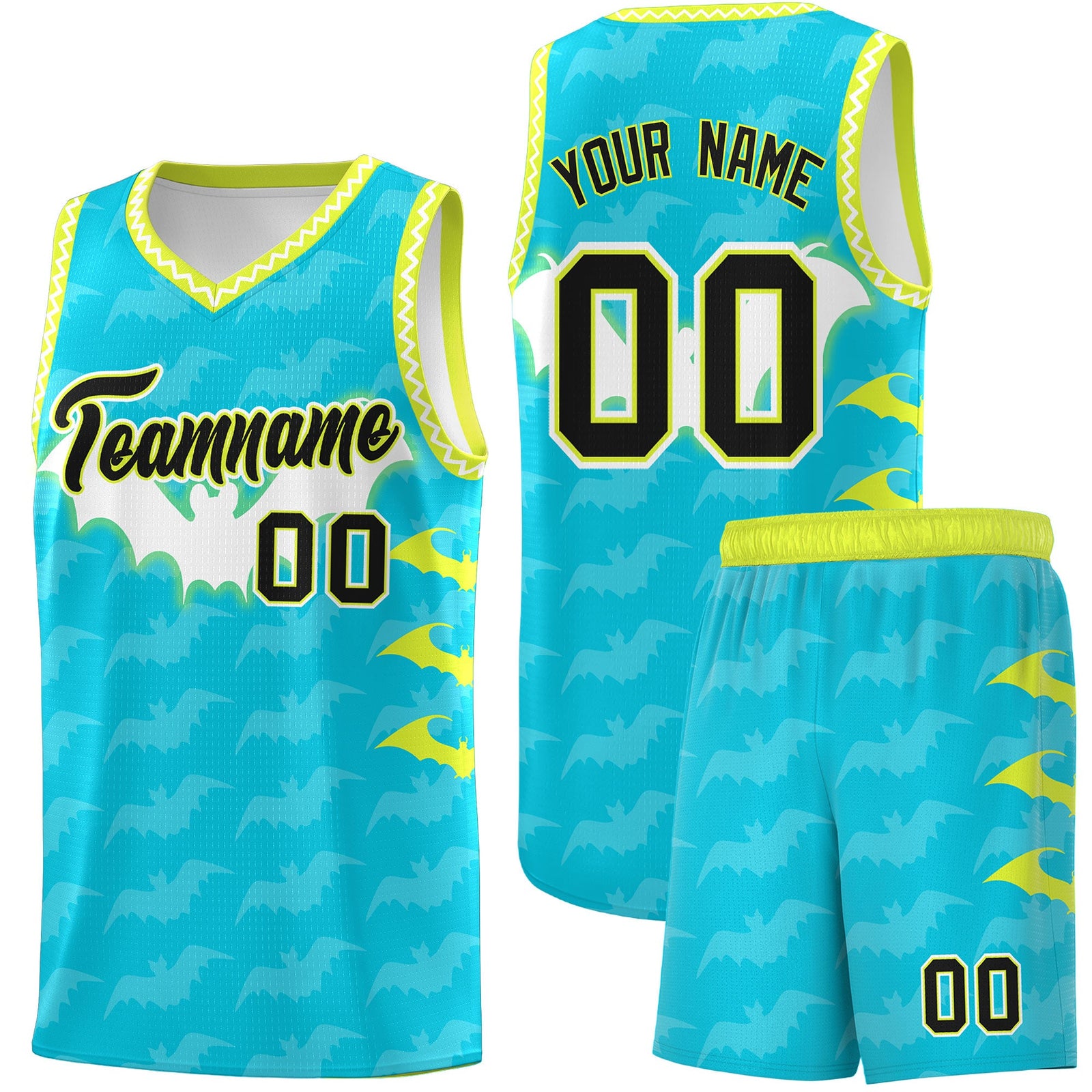 Custom Sky Blue White Bat Pattern Halloween Basketball Jersey | For Men,For Kid,For Youth,Sublimation Printed,Perfect for Training,Perfect for Parties,Add Name and Numbern | KXKSHOP