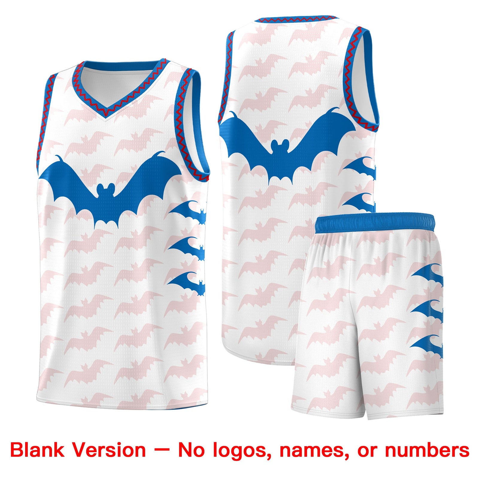 Custom White Red Royal Bat Pattern Halloween Basketball Jersey | For Men,For Kid,For Youth,Sublimation Printed,Perfect for Training,Perfect for Parties,Add Name and Numbern | KXKSHOP