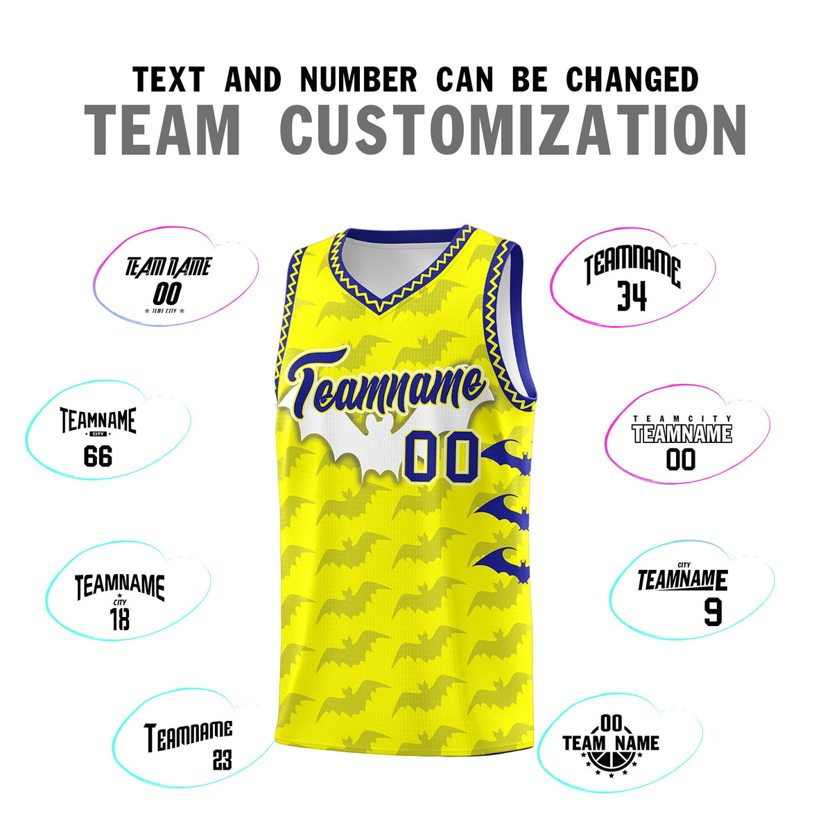 Custom Fluorescent Yellow Bat Pattern Halloween Basketball Jersey | For Men,For Kid,For Youth,Sublimation Printed,Perfect for Training,Perfect for Parties,Add Name and Numbern | KXKSHOP
