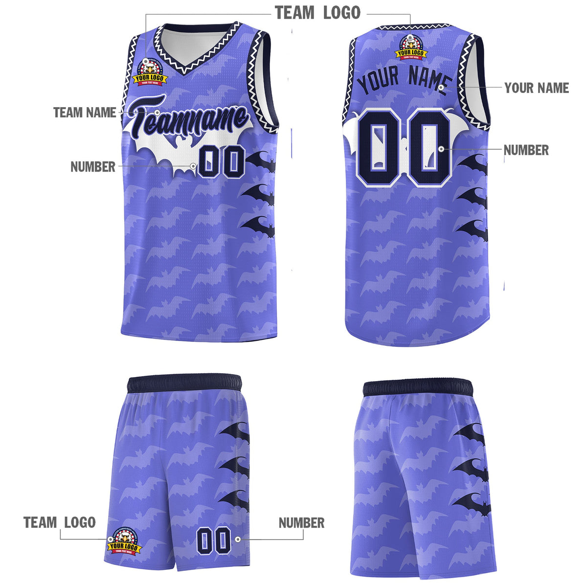 Custom Purple White Bat Pattern Halloween Basketball Jersey | For Men,For Kid,For Youth,Sublimation Printed,Perfect for Training,Perfect for Parties,Add Name and Numbern | KXKSHOP