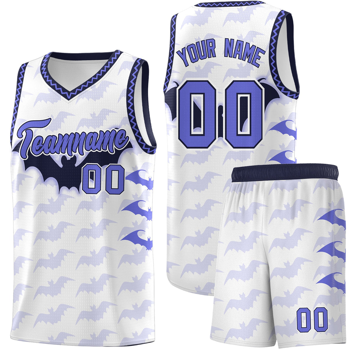 Custom White Purple Navy Bat Pattern Halloween Basketball Jersey | For Men,For Kid,For Youth,Sublimation Printed,Perfect for Training,Perfect for Parties,Add Name and Numbern | KXKSHOP