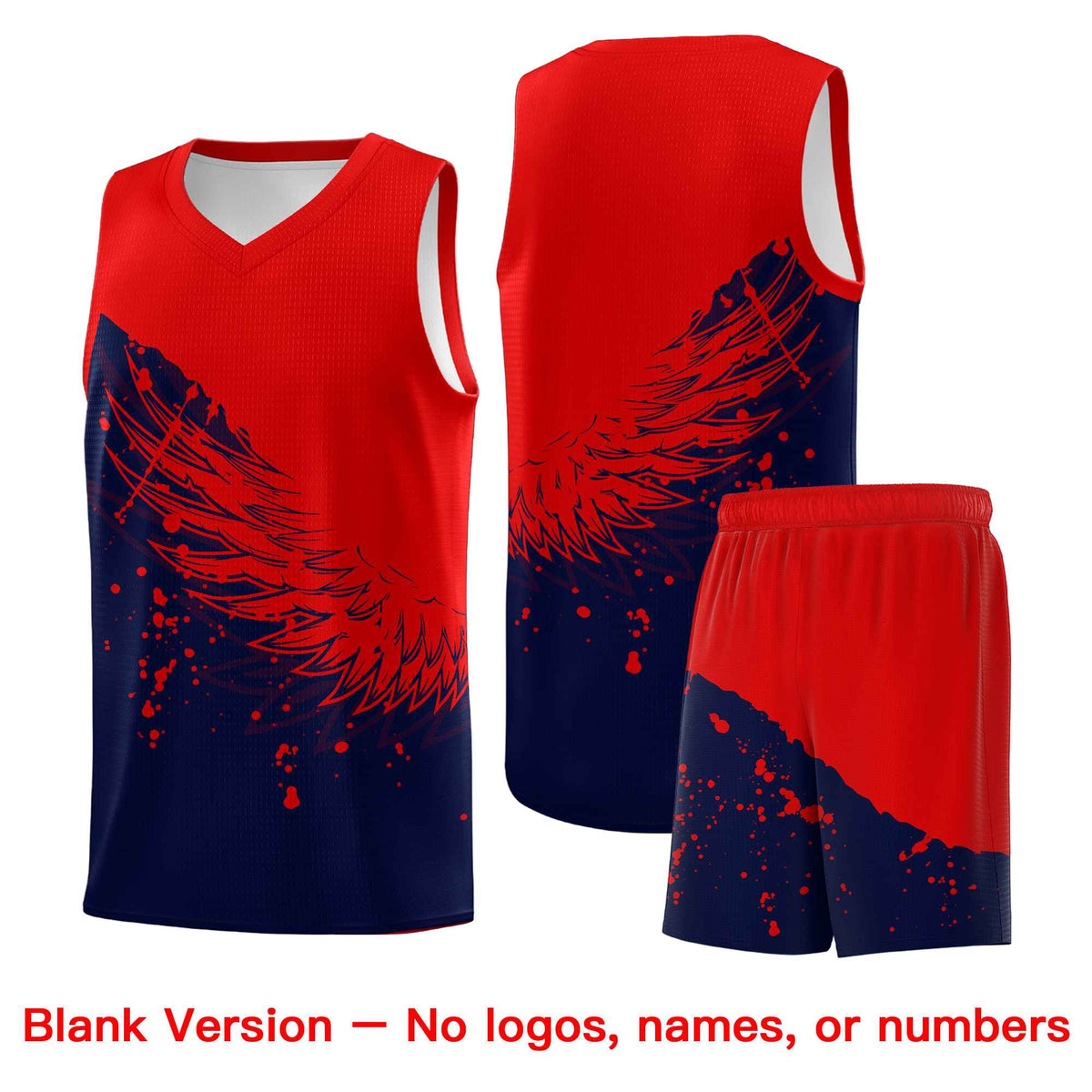Custom Navy Red Wing Pattern Sports Uniform Basketball Jersey| KXKSHOP