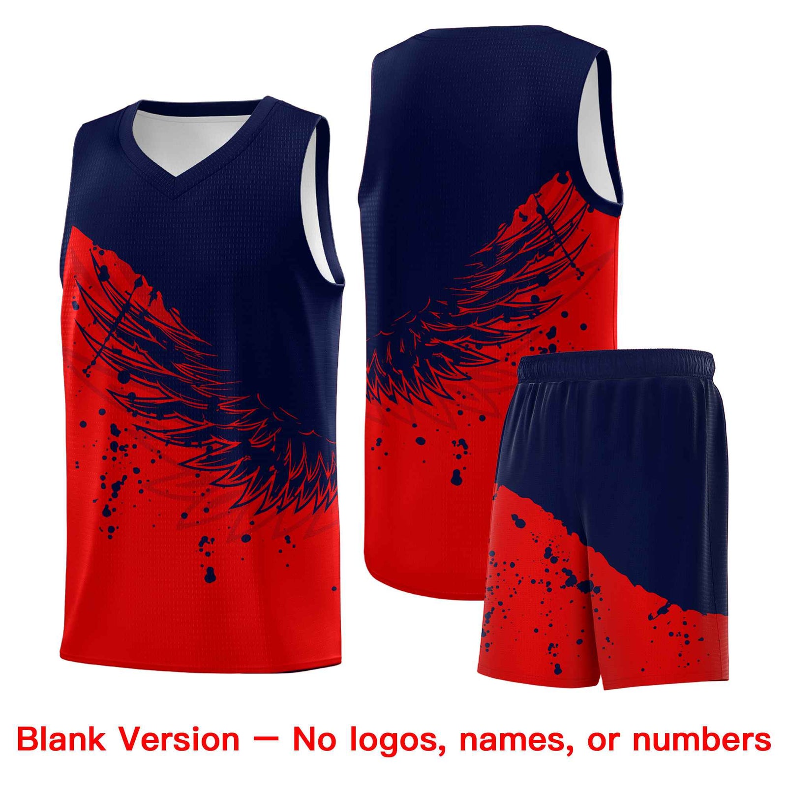 Custom Red Navy Wing Pattern Sports Uniform Basketball Jersey| KXKSHOP