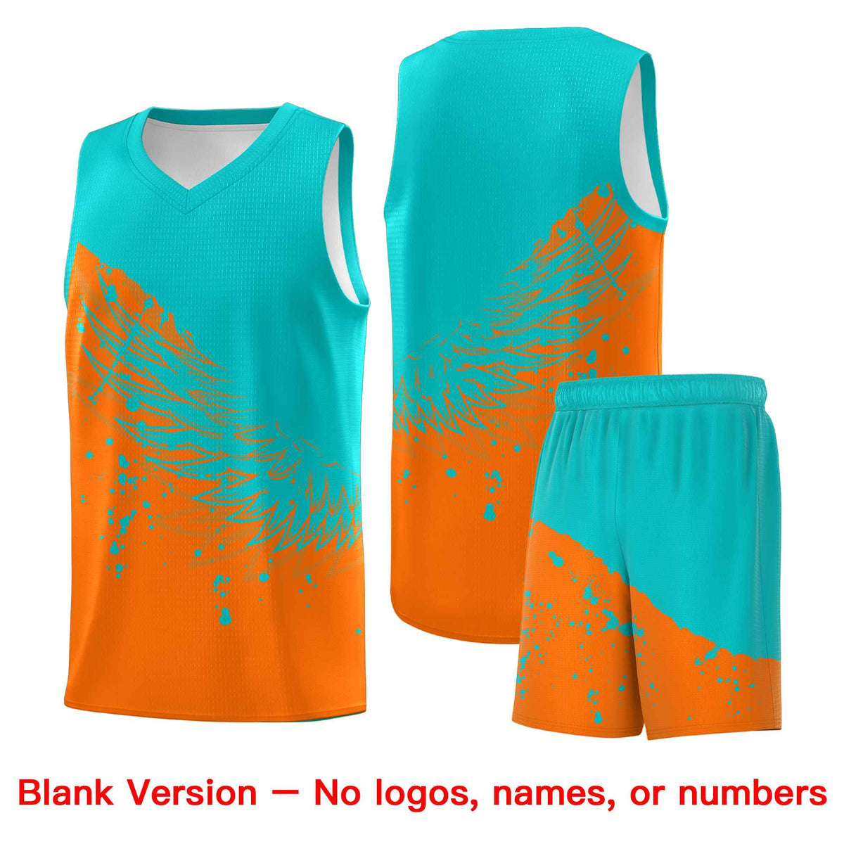 Custom Orange Aqua Wing Pattern Sports Uniform Basketball Jersey| KXKSHOP