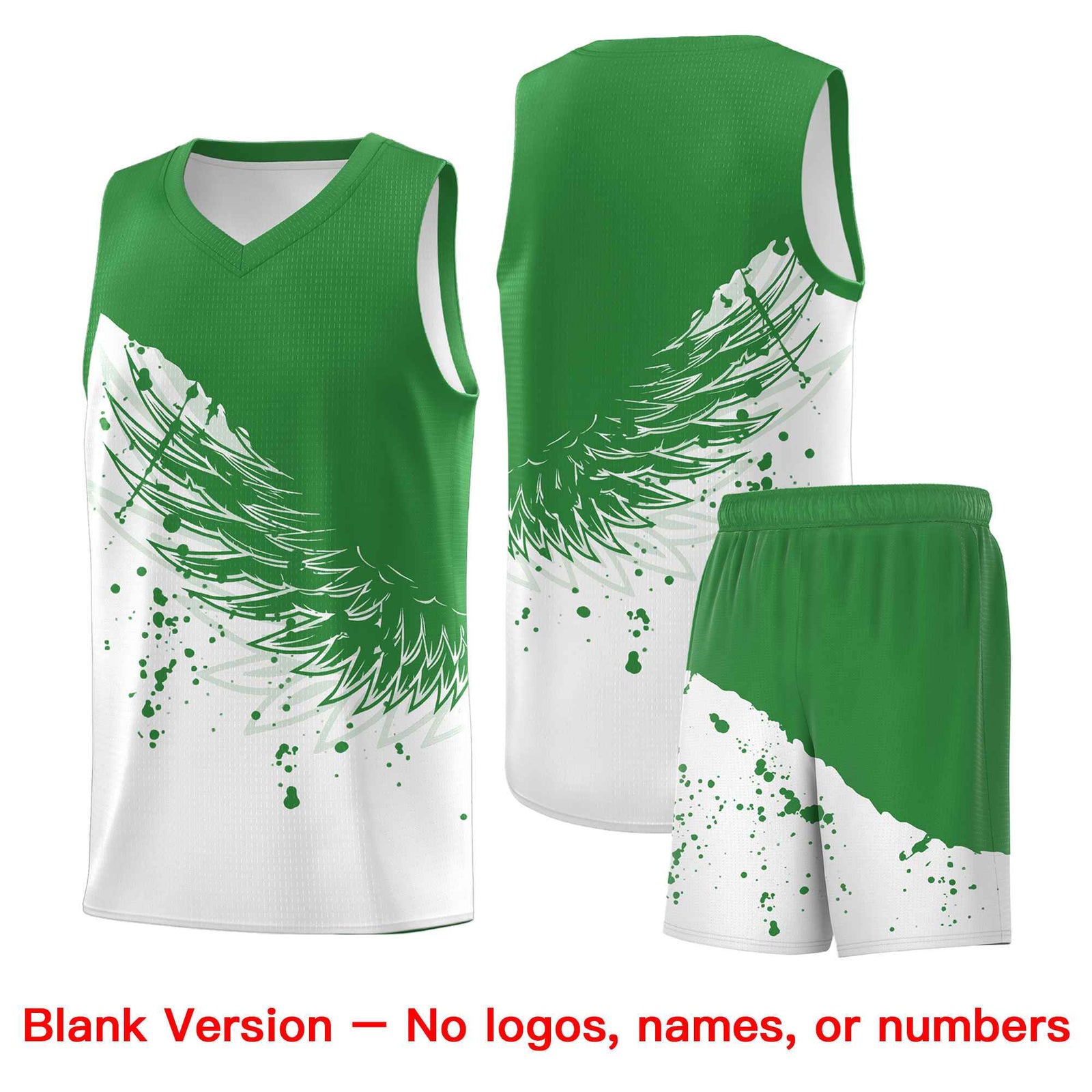 Custom White Kelly Green Wing Pattern Sports Uniform Basketball Jersey| KXKSHOP