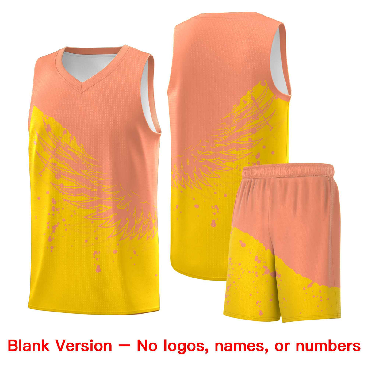 Custom Gold Light Orange Wing Pattern Sports Uniform Basketball Jersey| KXKSHOP