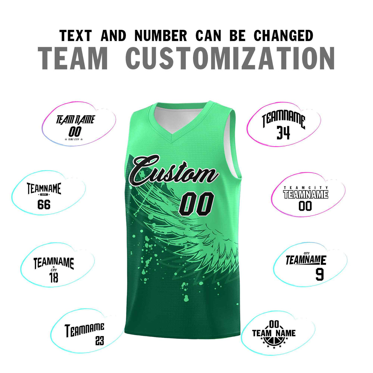Custom Kelly Green Green Wing Pattern Sports Uniform Basketball Jersey| KXKSHOP