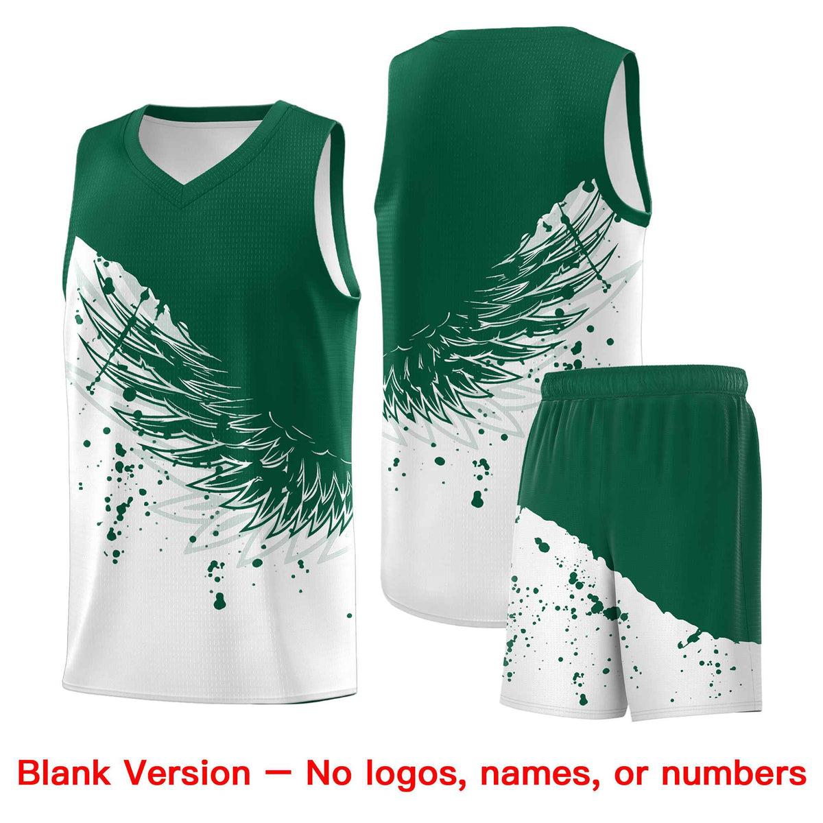 Custom White Kelly Green Wing Pattern Sports Uniform Basketball Jersey| KXKSHOP