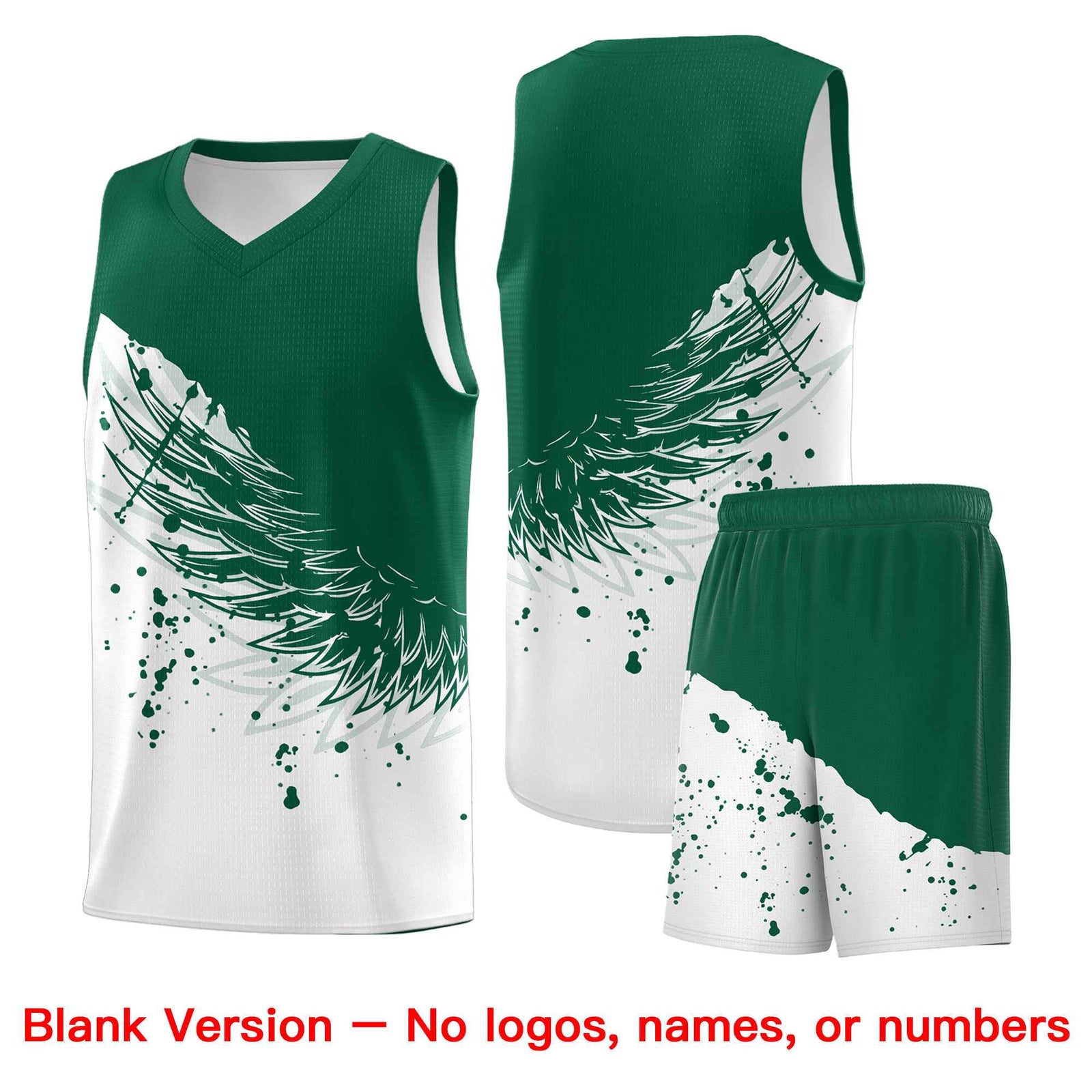 Custom White Kelly Green Wing Pattern Sports Uniform Basketball Jersey| KXKSHOP