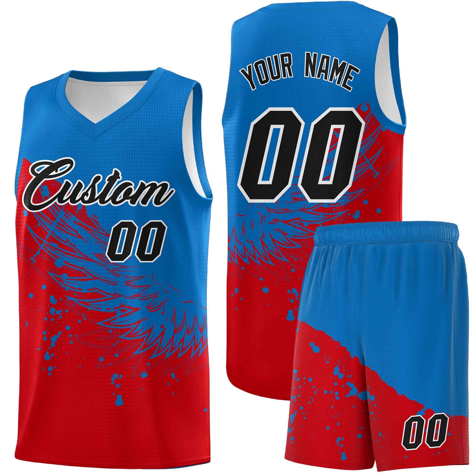 Custom Red Royal Wing Pattern Sports Uniform Basketball Jersey| KXKSHOP
