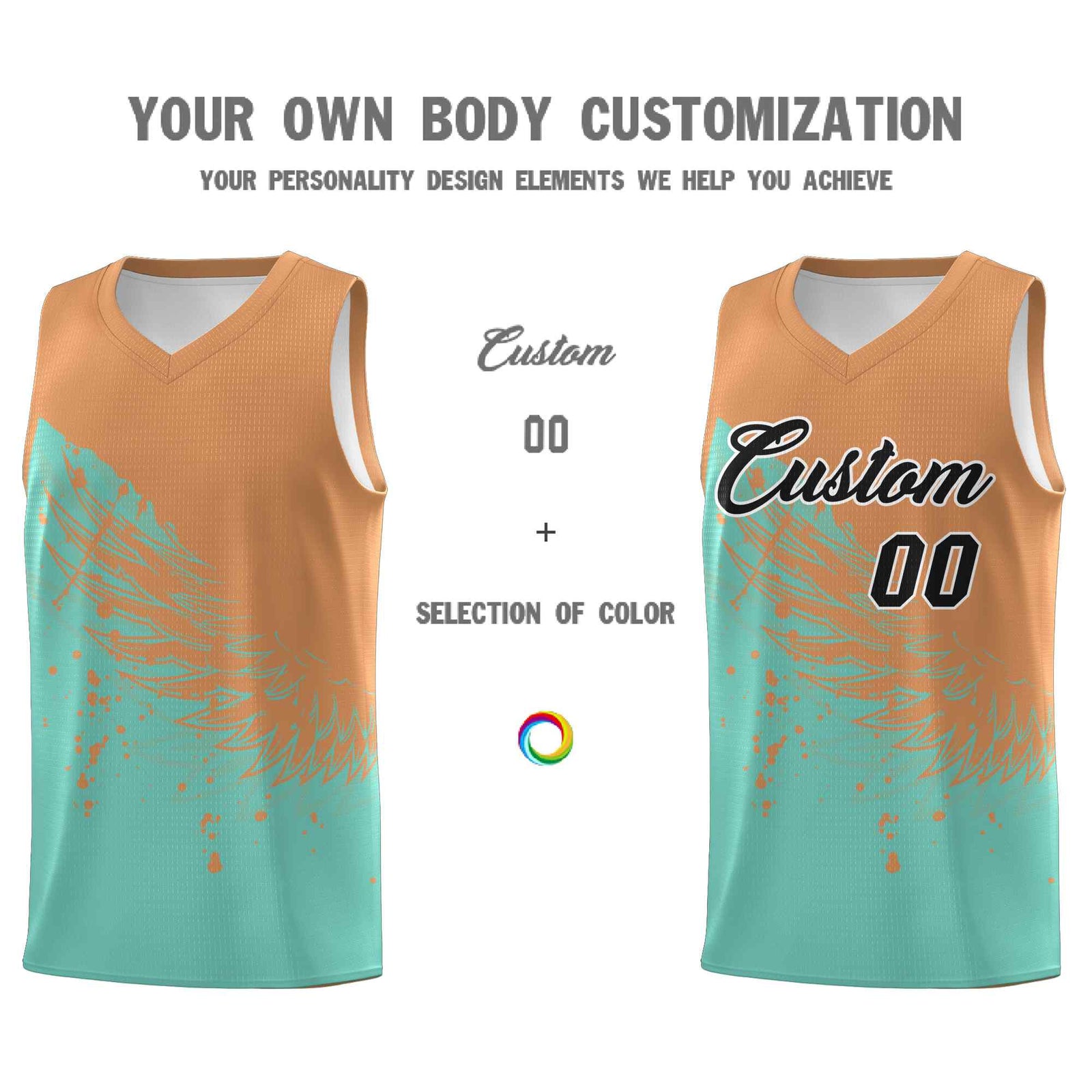 Custom Bright Green Buckskin Brown Wing Pattern Sports Uniform Basketball Jersey| KXKSHOP