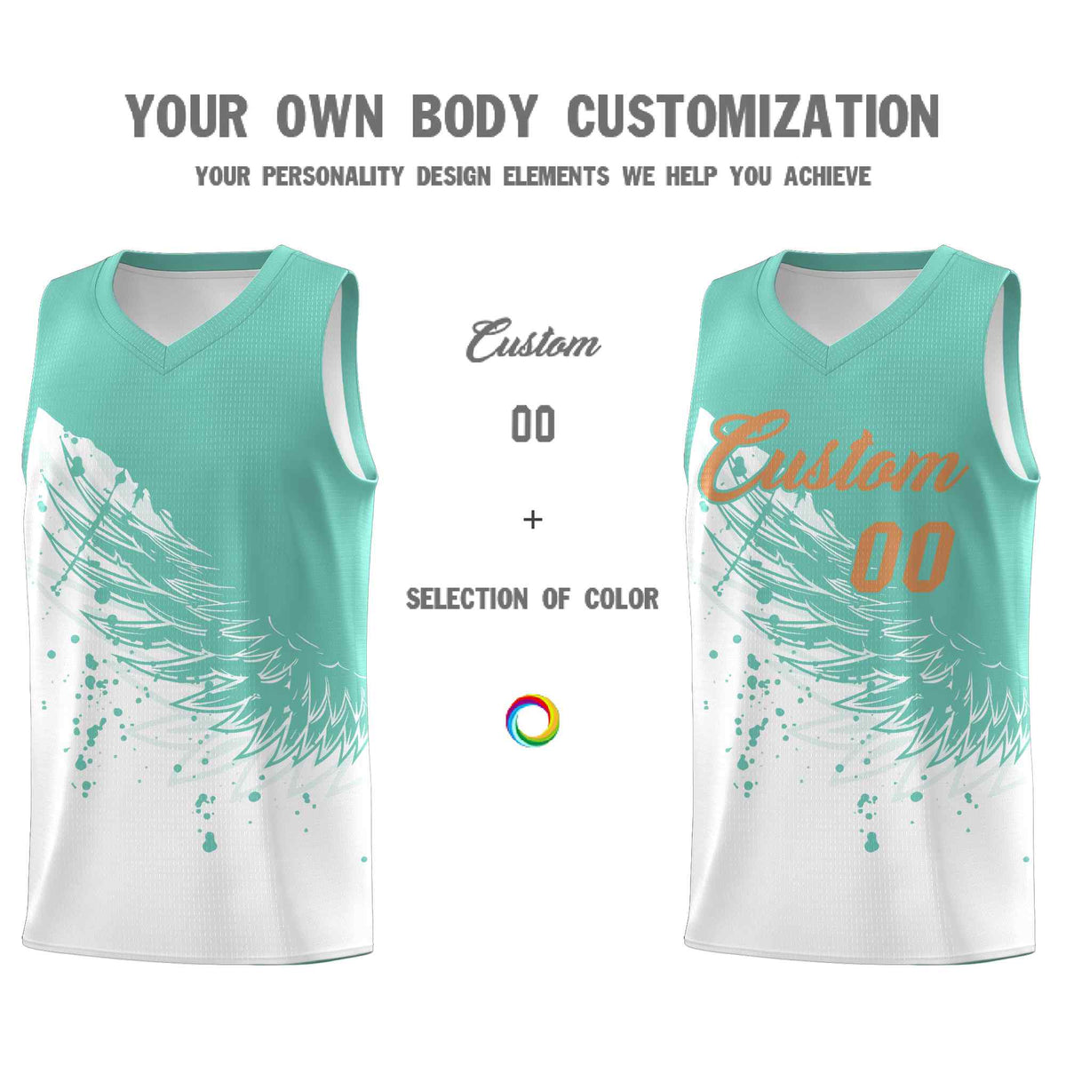 Custom White Bright Green Wing Pattern Sports Uniform Basketball Jersey| KXKSHOP