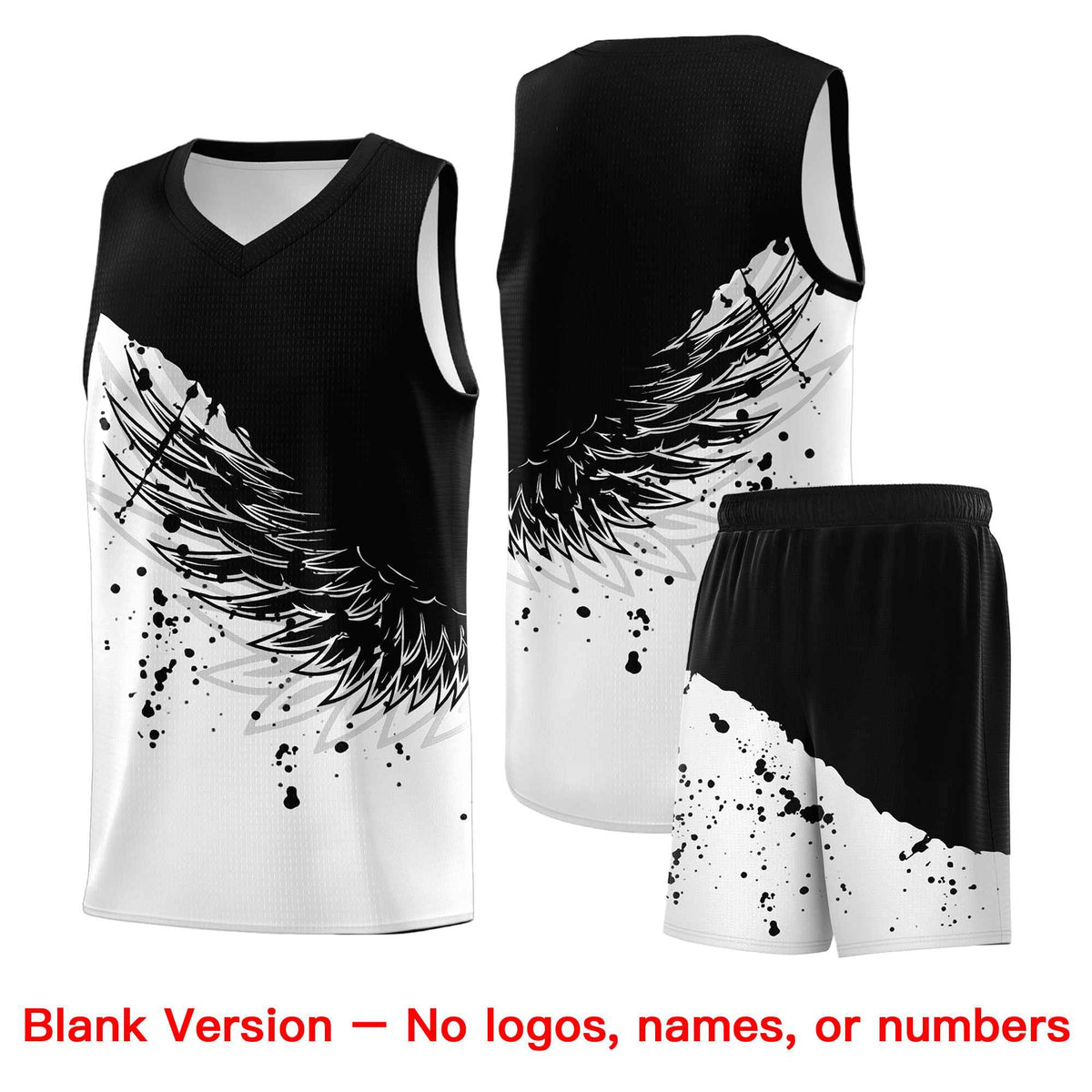 Custom White Black Wing Pattern Sports Uniform Basketball Jersey| KXKSHOP