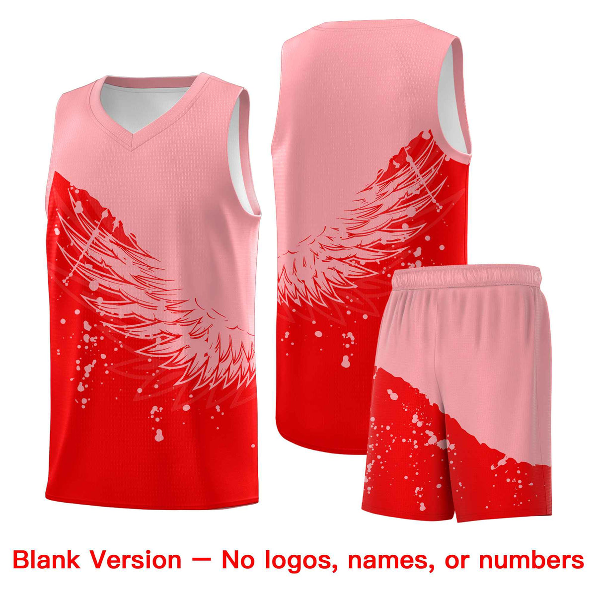 Custom Light Red Light Pink Wing Pattern Sports Uniform Basketball Jersey