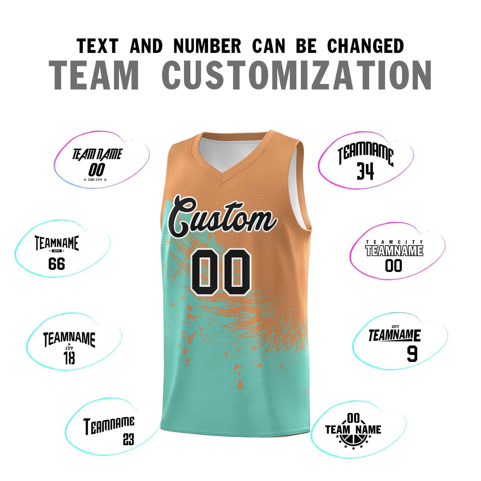 Custom Bright Green Buckskin Brown Wing Pattern Sports Uniform Basketball Jersey