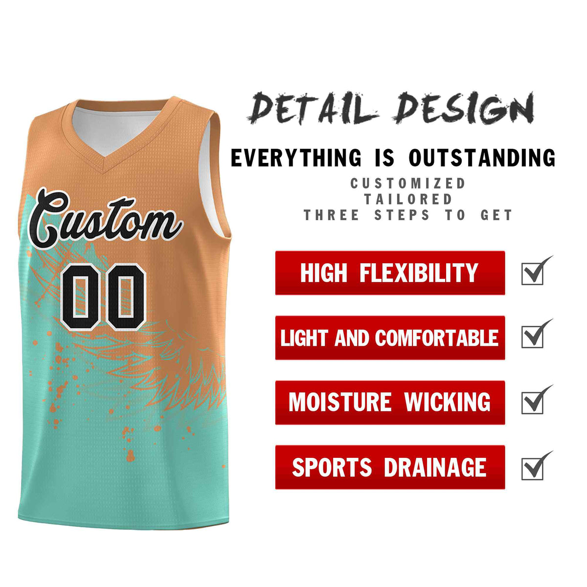 Custom Bright Green Buckskin Brown Wing Pattern Sports Uniform Basketball Jersey