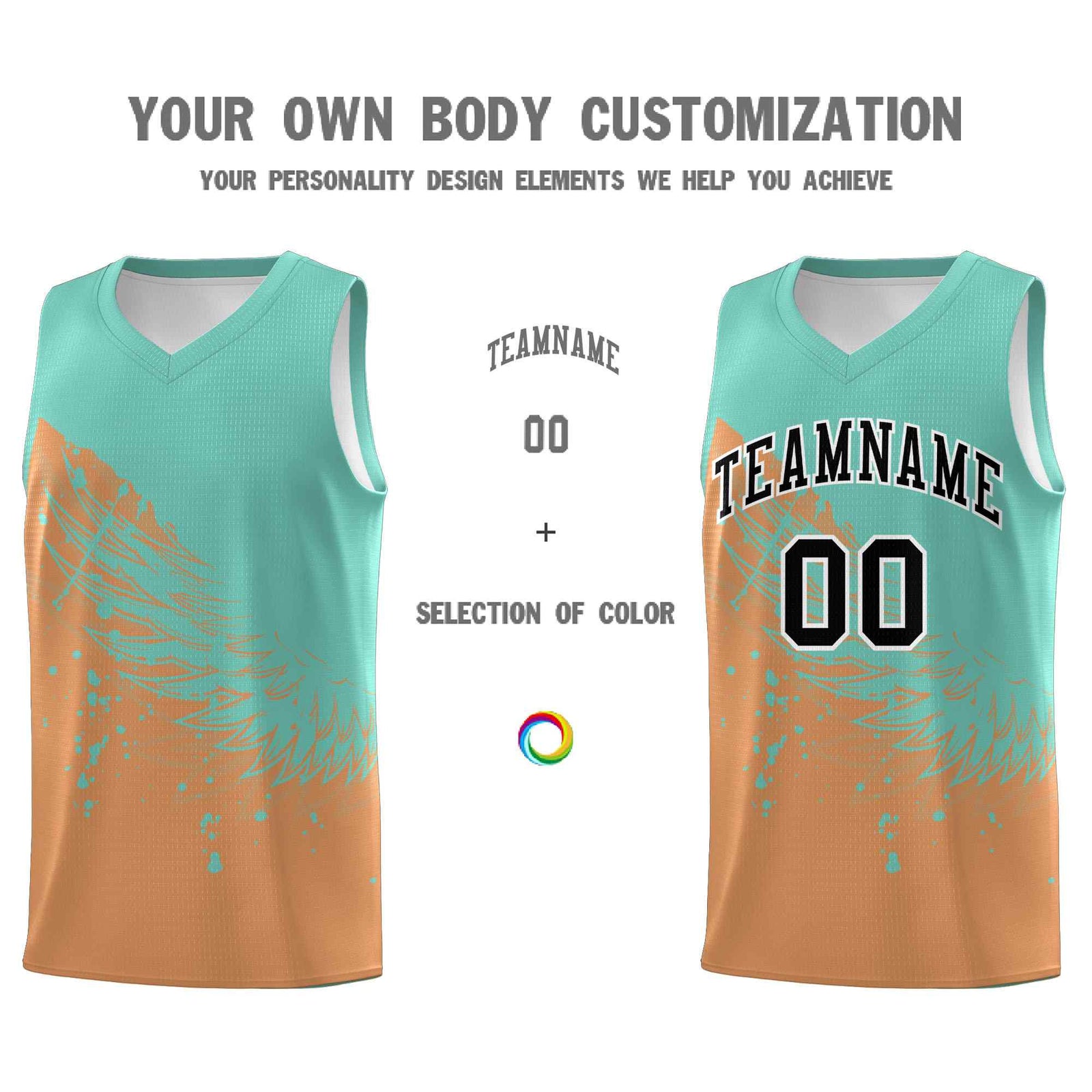 Custom Buckskin Brown Bright Green Wing Pattern Sports Uniform Basketball Jersey