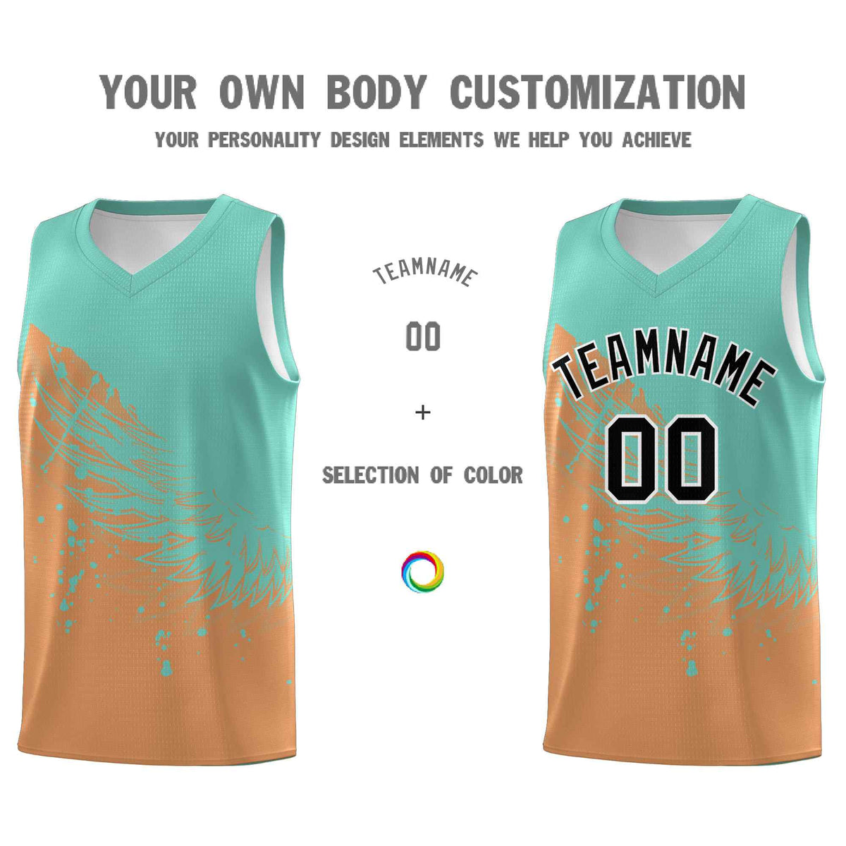 Custom Buckskin Brown Bright Green Wing Pattern Sports Uniform Basketball Jersey