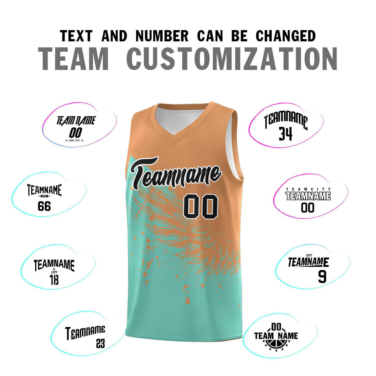 Custom Bright Green Buckskin Brown Wing Pattern Sports Uniform Basketball Jersey