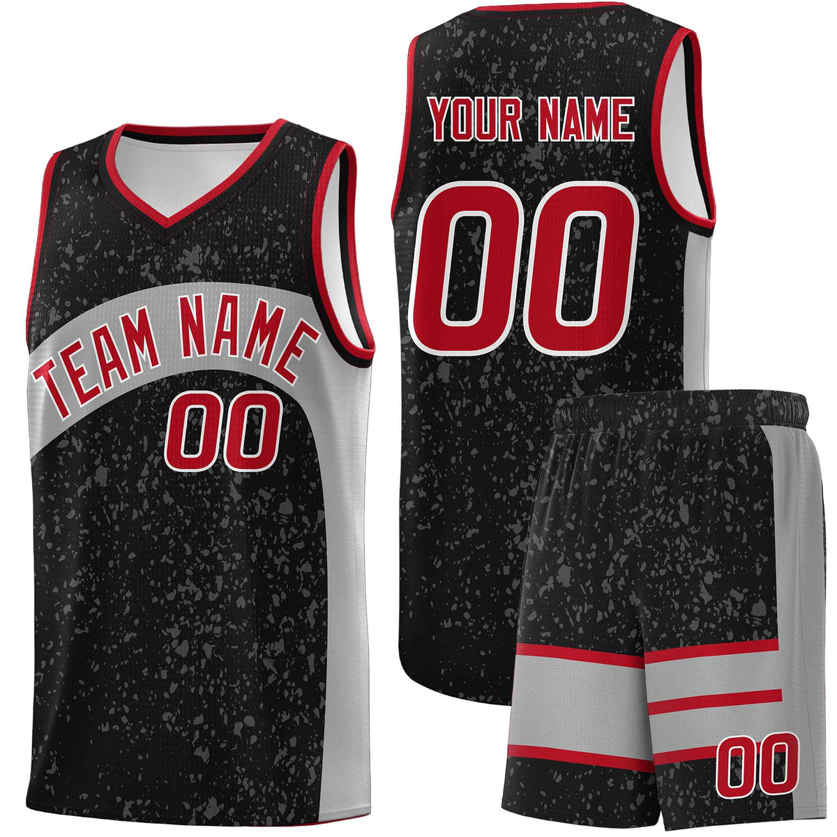 Custom Black Light Gray Dot Graffiti Pattern Irregular Team Names Sports Uniform Basketball Jersey| KXKSHOP