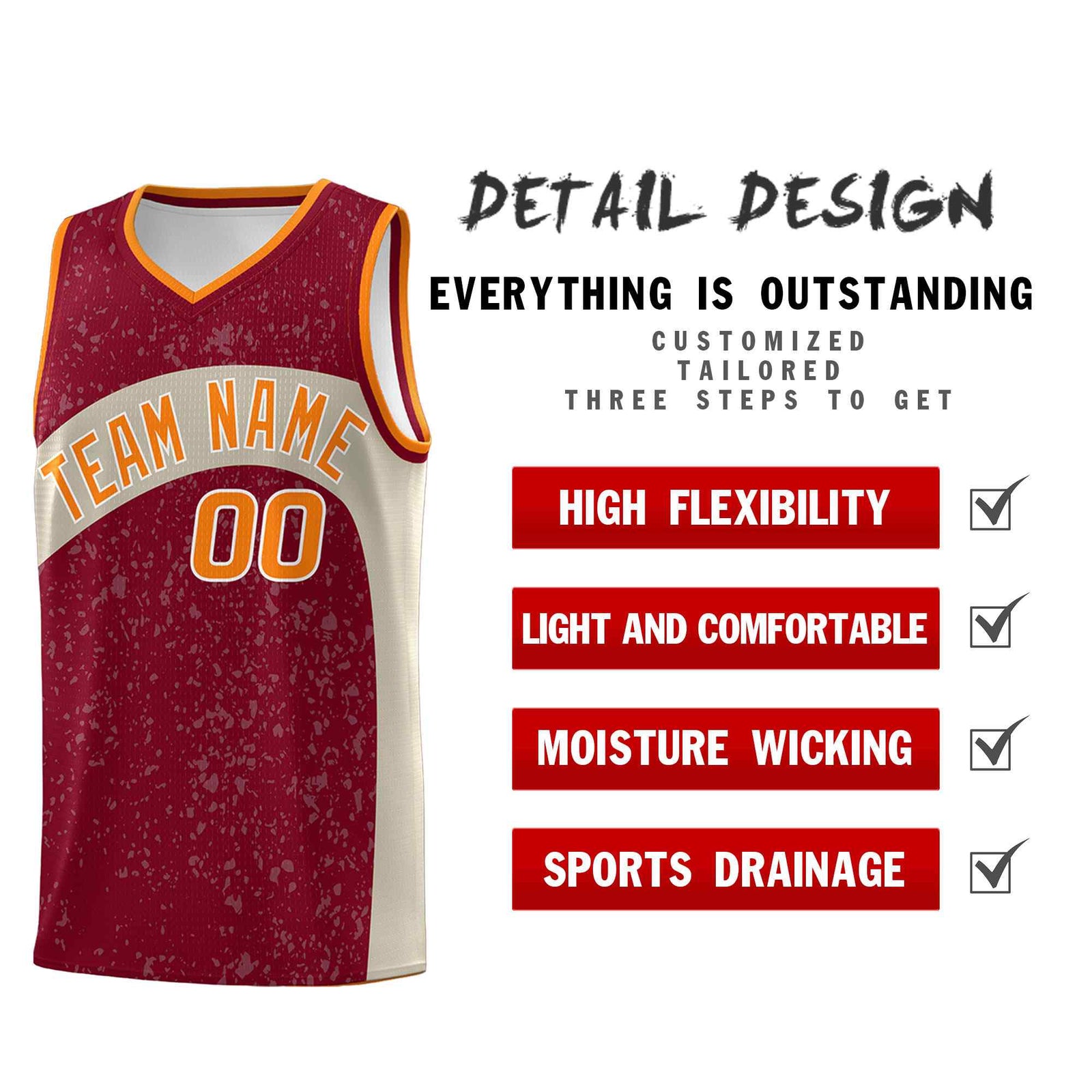 Custom Maroon Brazilian Sand Dot Graffiti Pattern Irregular Team Names Sports Uniform Basketball Jersey