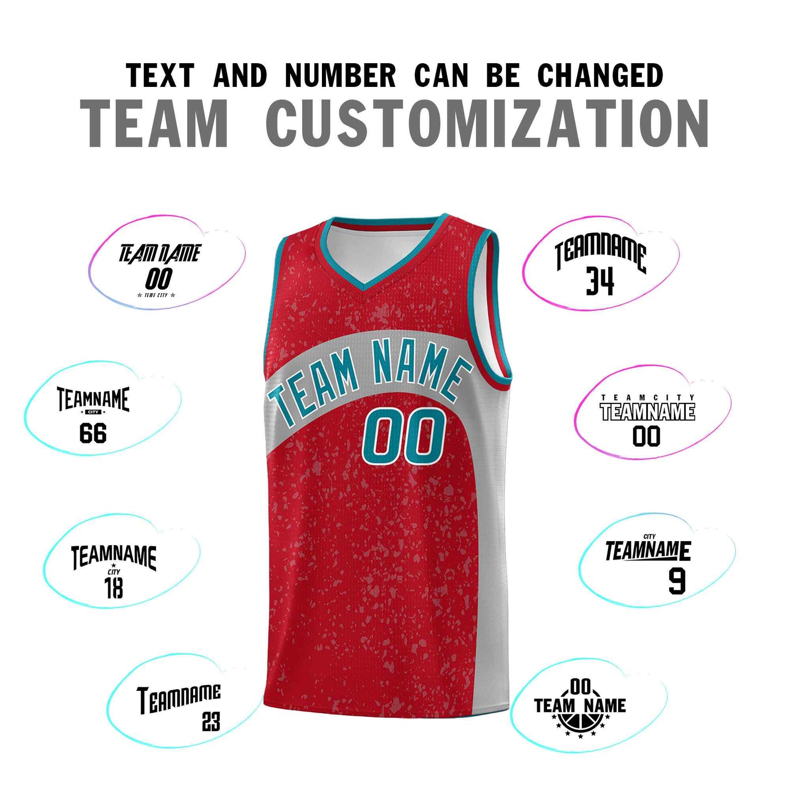 Custom Red Light Gray Dot Graffiti Pattern Irregular Team Names Sports Uniform Basketball Jersey