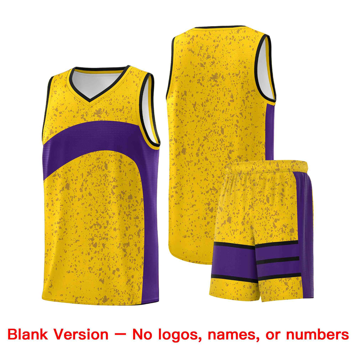 Custom Gold Purple Dot Graffiti Pattern Irregular Team Names Sports Uniform Basketball Jersey