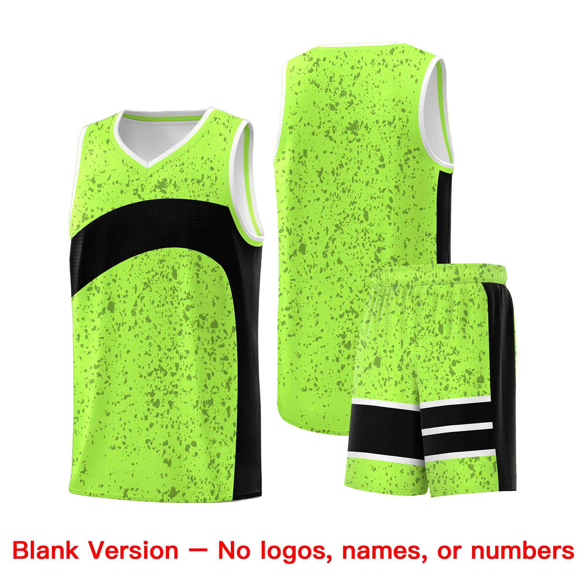 Custom Fluorescent Green Black Dot Graffiti Pattern Irregular Team Names Sports Uniform Basketball Jersey
