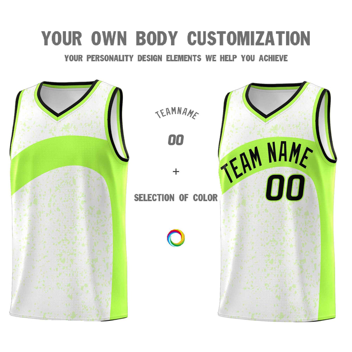 Custom White Fluorescent Green Dot Graffiti Pattern Irregular Team Names Sports Uniform Basketball Jersey