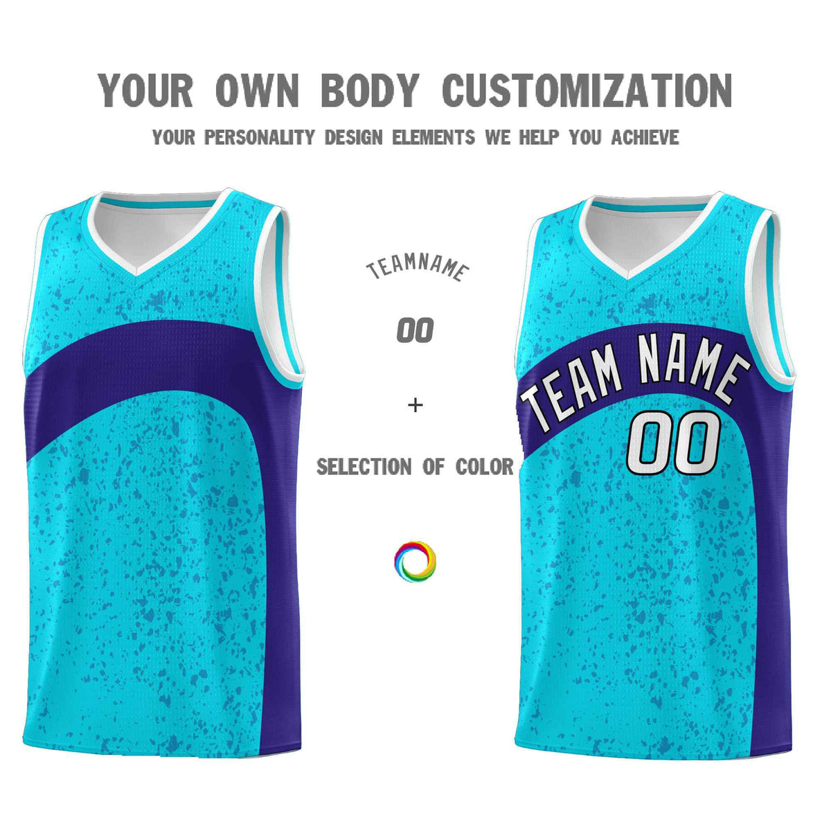 Custom Sky Blue Royal Dot Graffiti Pattern Irregular Team Names Sports Uniform Basketball Jersey