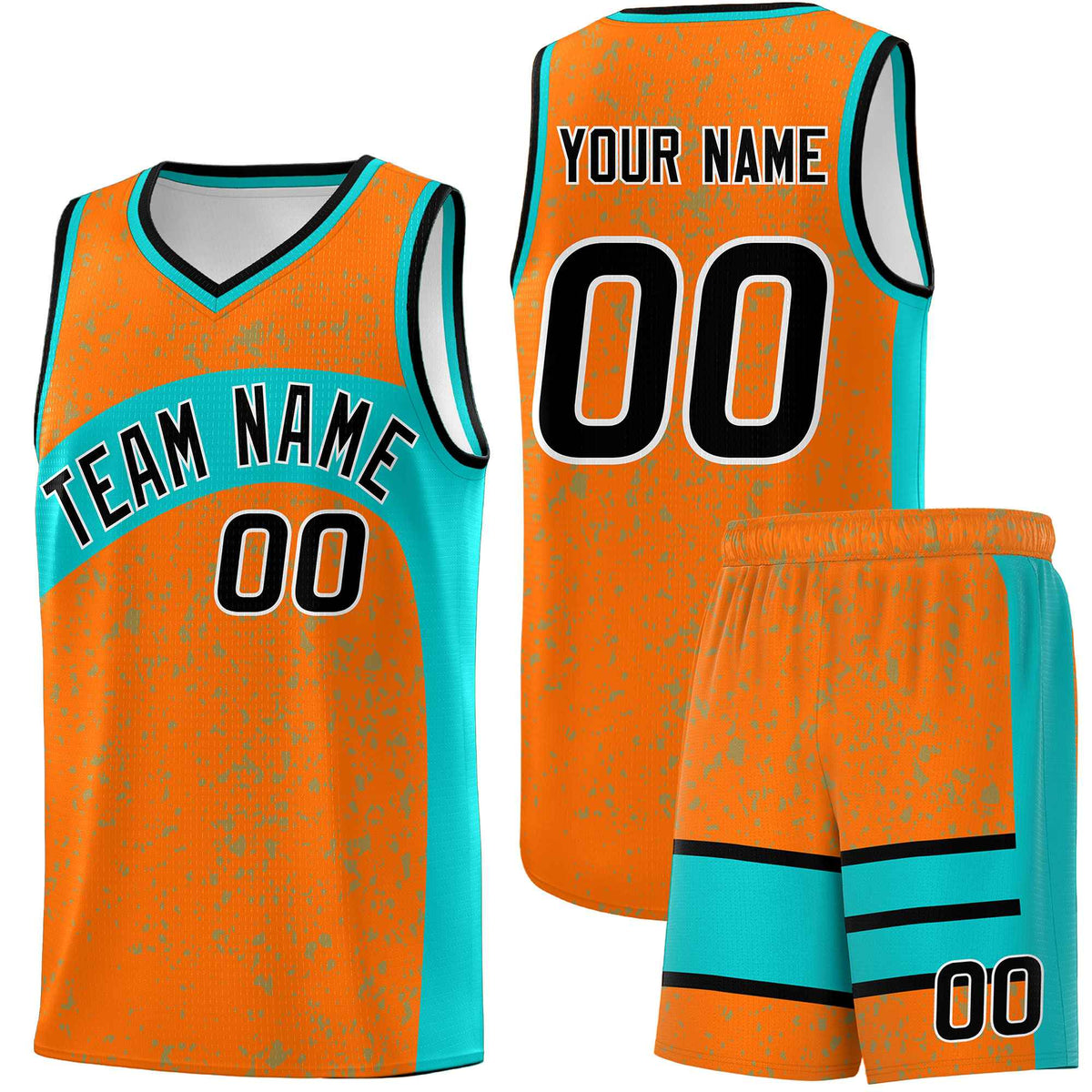 Custom Orange Aqua Dot Graffiti Pattern Irregular Team Names Sports Uniform Basketball Jersey| KXKSHOP