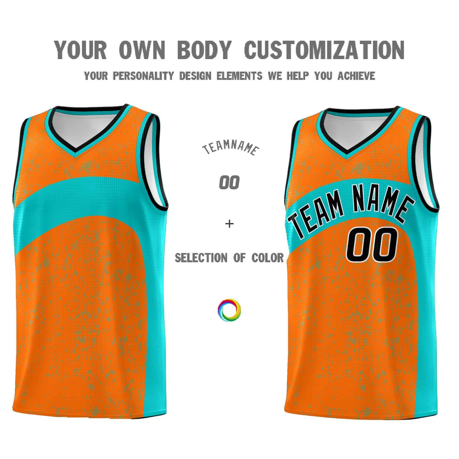 Custom Orange Aqua Dot Graffiti Pattern Irregular Team Names Sports Uniform Basketball Jersey