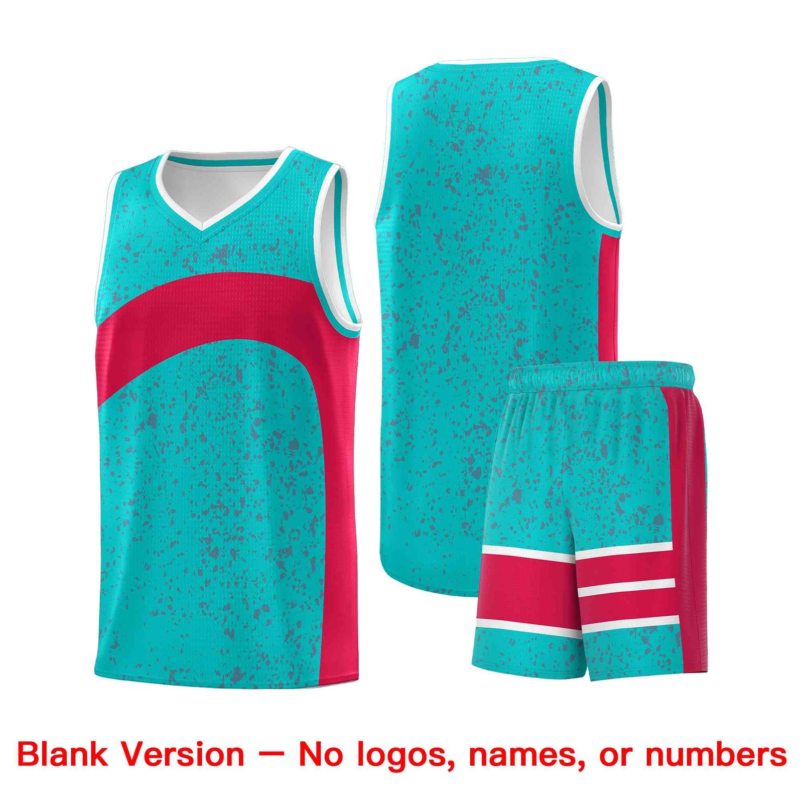 Custom Aqua Red Dot Graffiti Pattern Irregular Team Names Sports Uniform Basketball Jersey| KXKSHOP