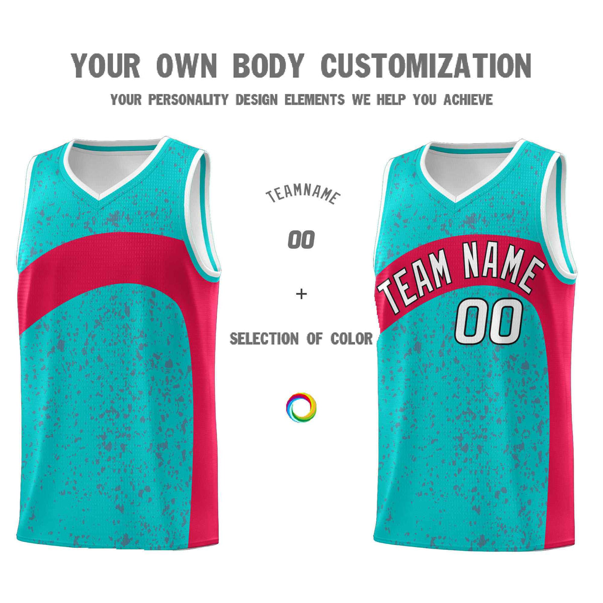 Custom Aqua Red Dot Graffiti Pattern Irregular Team Names Sports Uniform Basketball Jersey