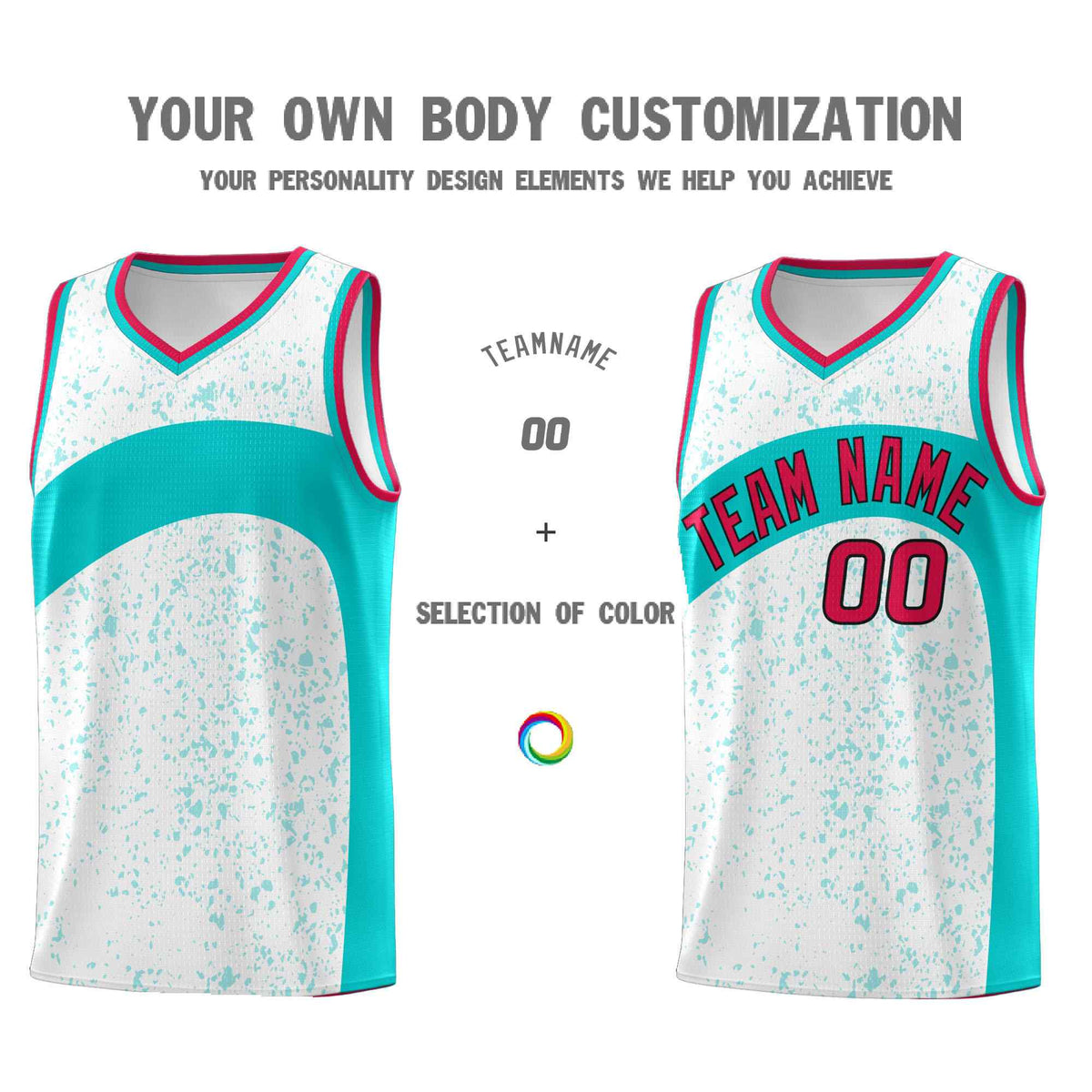Custom White Aqua Dot Graffiti Pattern Irregular Team Names Sports Uniform Basketball Jersey
