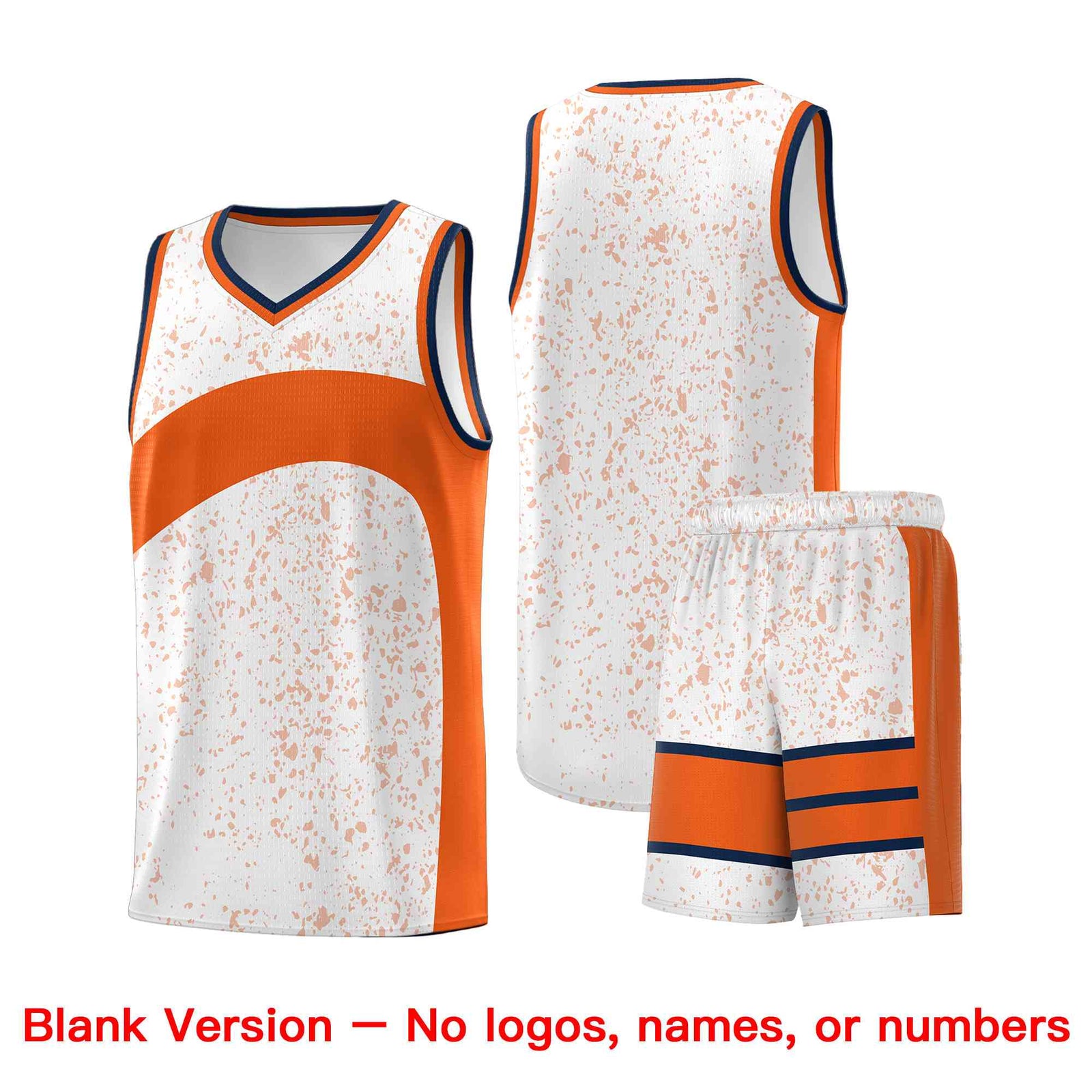 Custom White Orange Dot Graffiti Pattern Irregular Team Names Sports Uniform Basketball Jersey