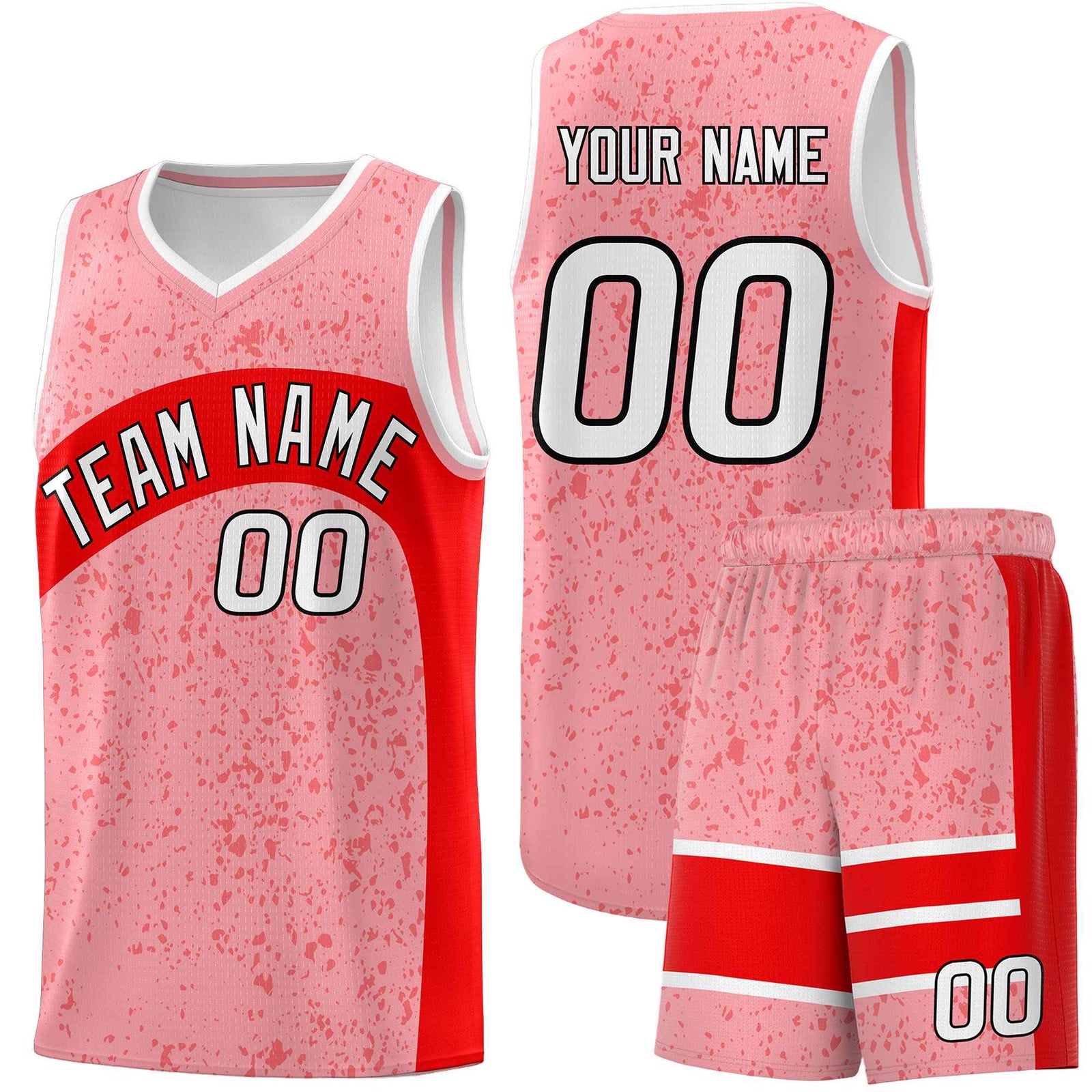 Custom Light Pink Light Red Dot Graffiti Pattern Irregular Team Names Sports Uniform Basketball Jersey| KXKSHOP