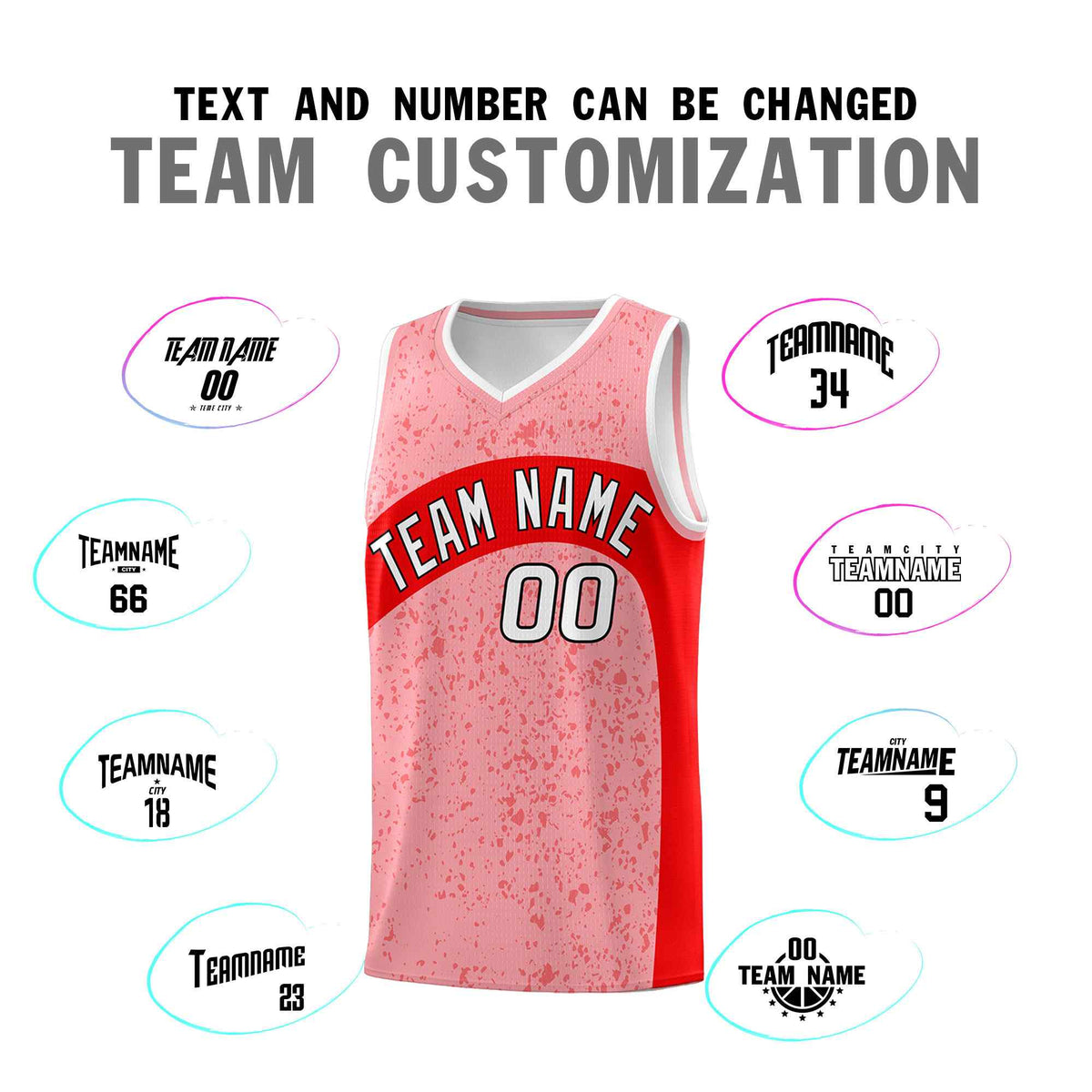 Custom Light Pink Light Red Dot Graffiti Pattern Irregular Team Names Sports Uniform Basketball Jersey