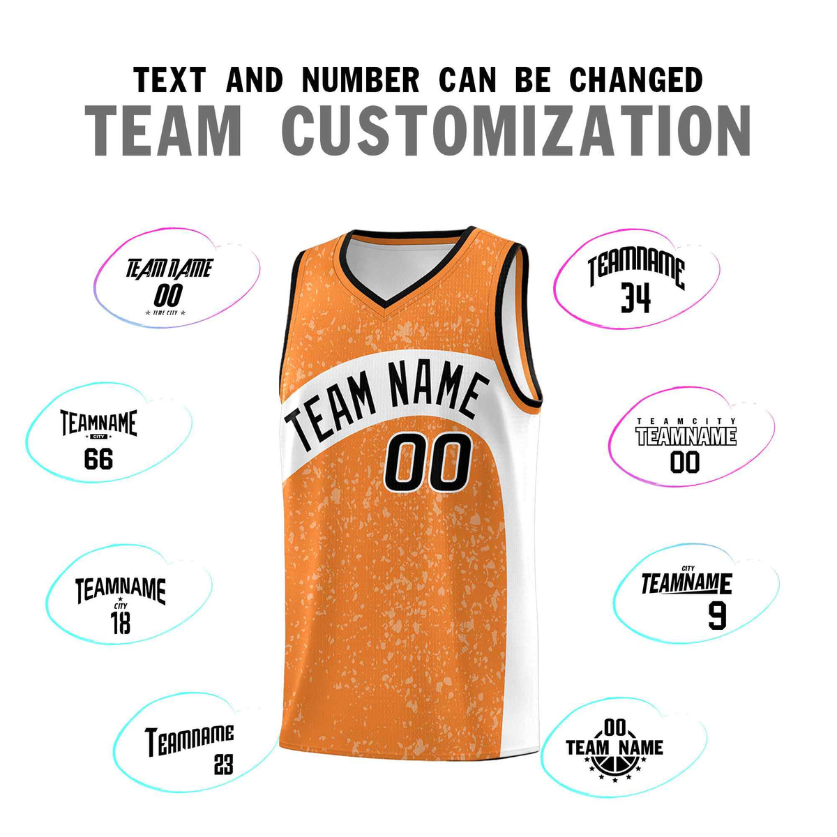 Custom Gold Orange White Dot Graffiti Pattern Irregular Team Names Sports Uniform Basketball Jersey