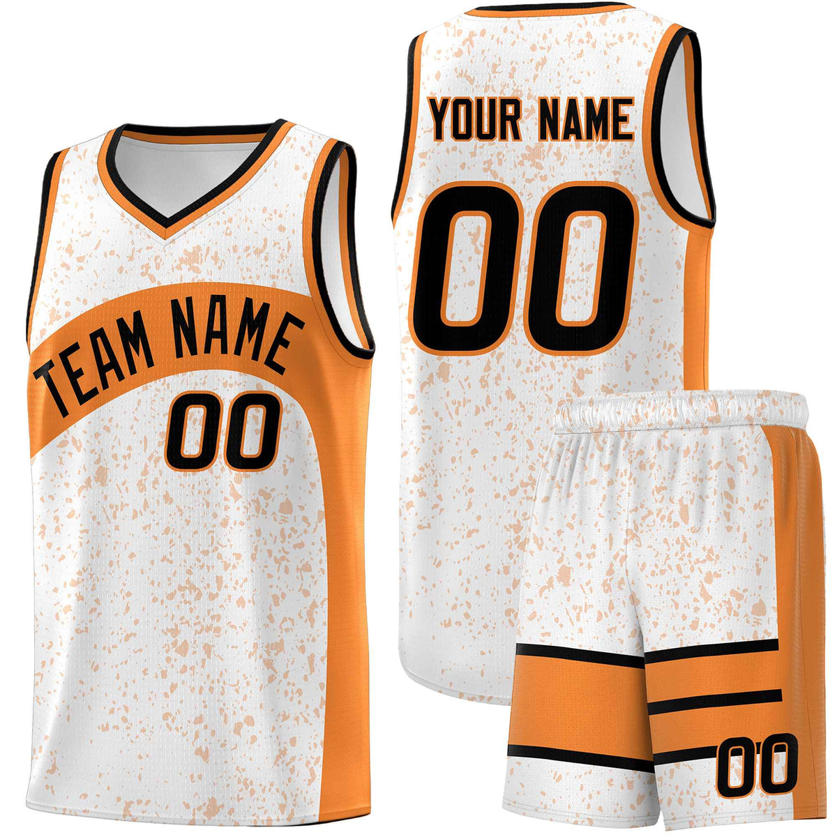 Custom White Gold Orange Dot Graffiti Pattern Irregular Team Names Sports Uniform Basketball Jersey| KXKSHOP
