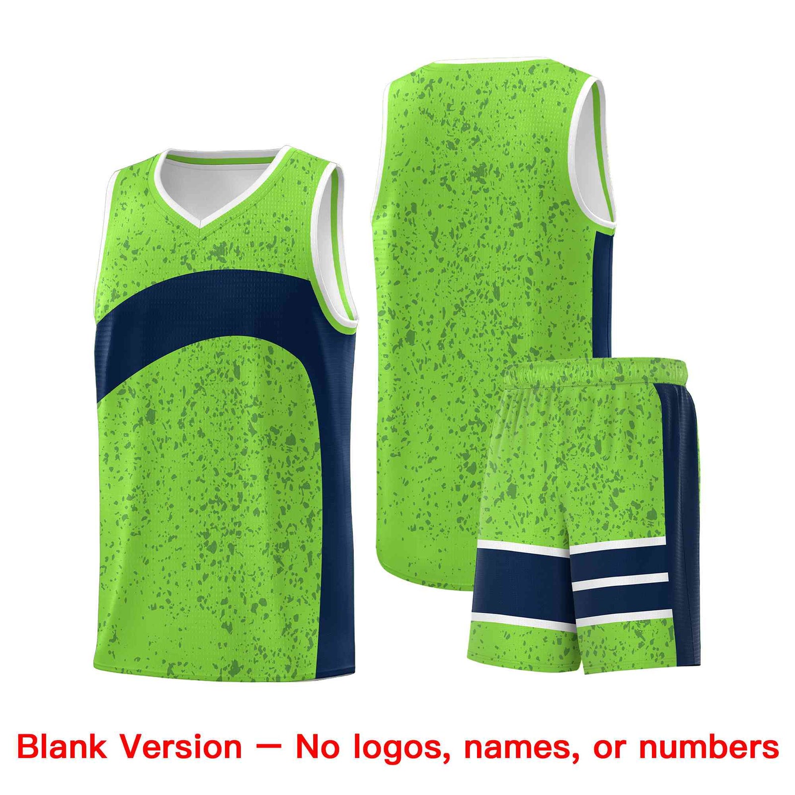 Custom Fluorescent Green Navy Dot Graffiti Pattern Irregular Team Names Sports Uniform Basketball Jersey| KXKSHOP