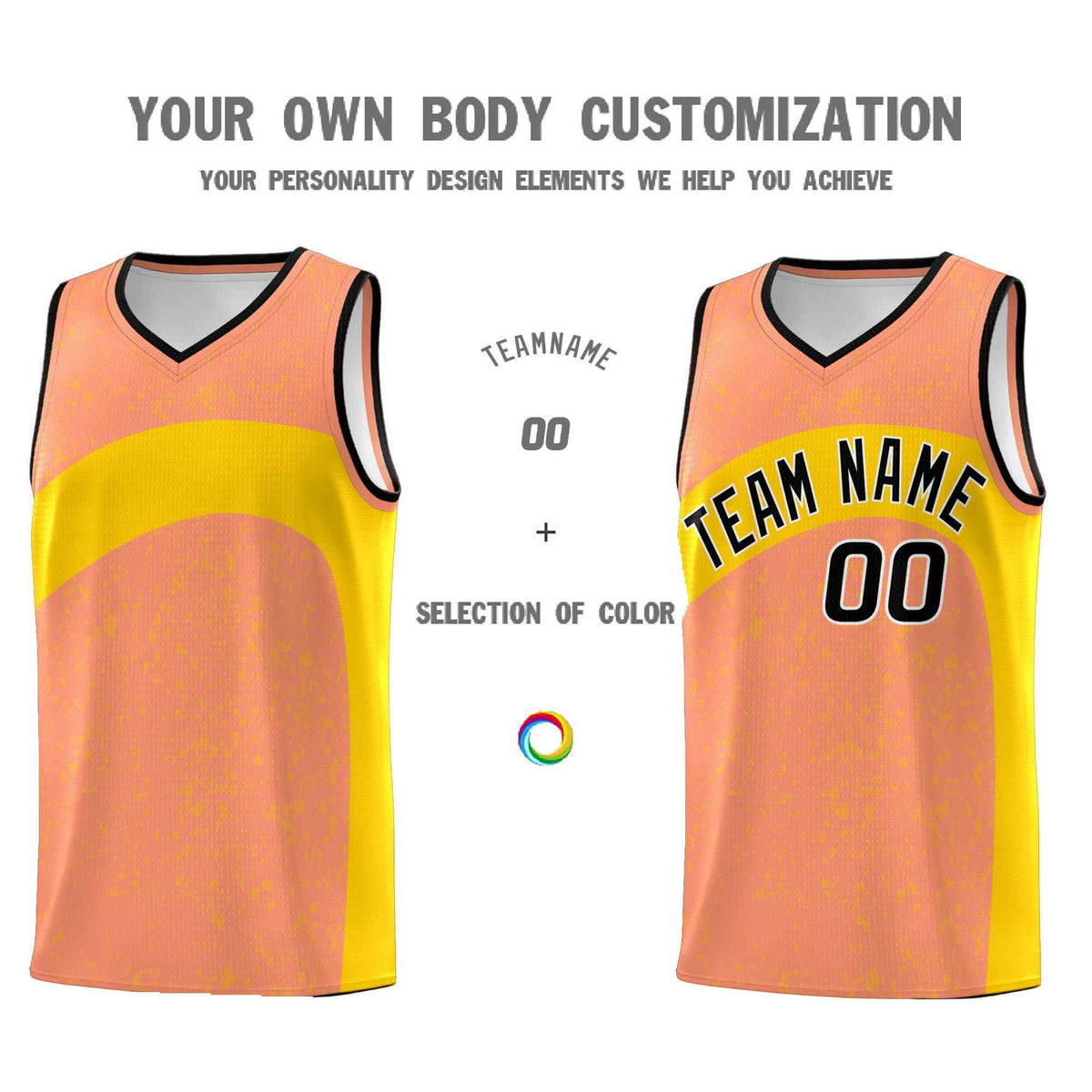 Custom Light Orange Gold Dot Graffiti Pattern Irregular Team Names Sports Uniform Basketball Jersey