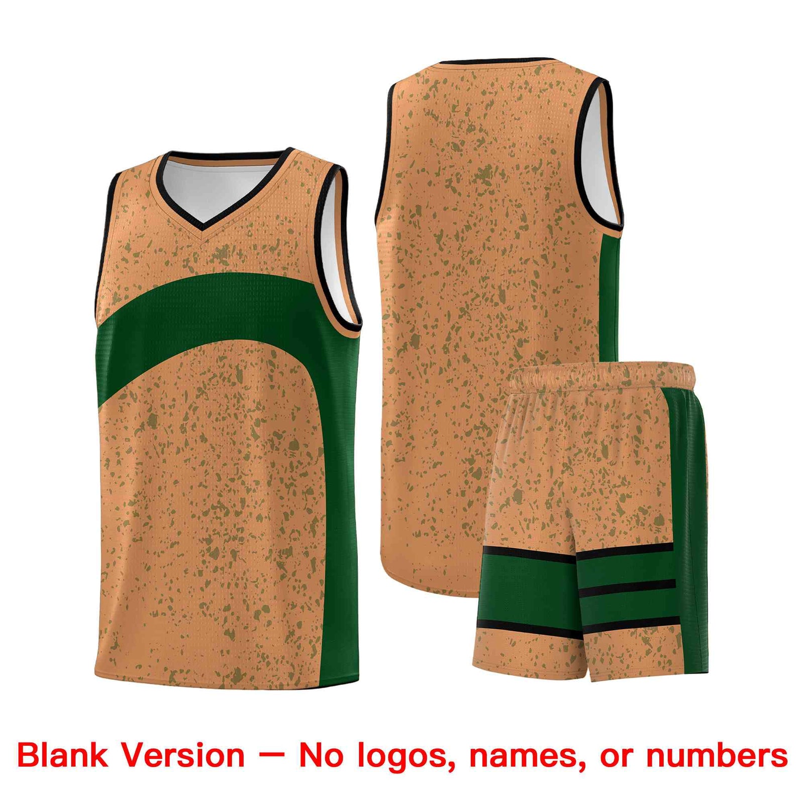 Custom Buckskin Brown Green Dot Graffiti Pattern Irregular Team Names Sports Uniform Basketball Jersey| KXKSHOP